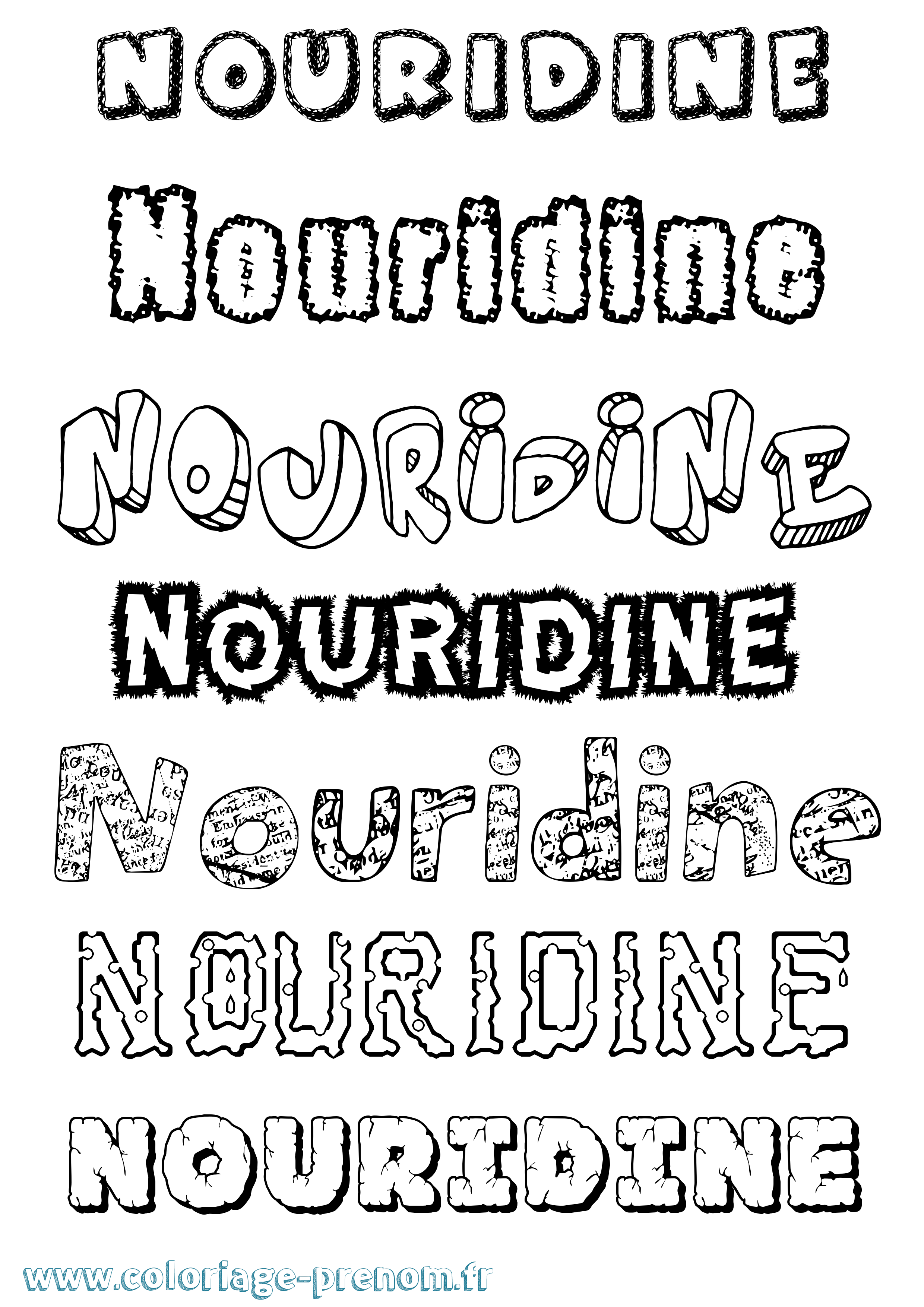 Coloriage Nouridine Destructuré Coloriage prénom Nouridine Destructuré