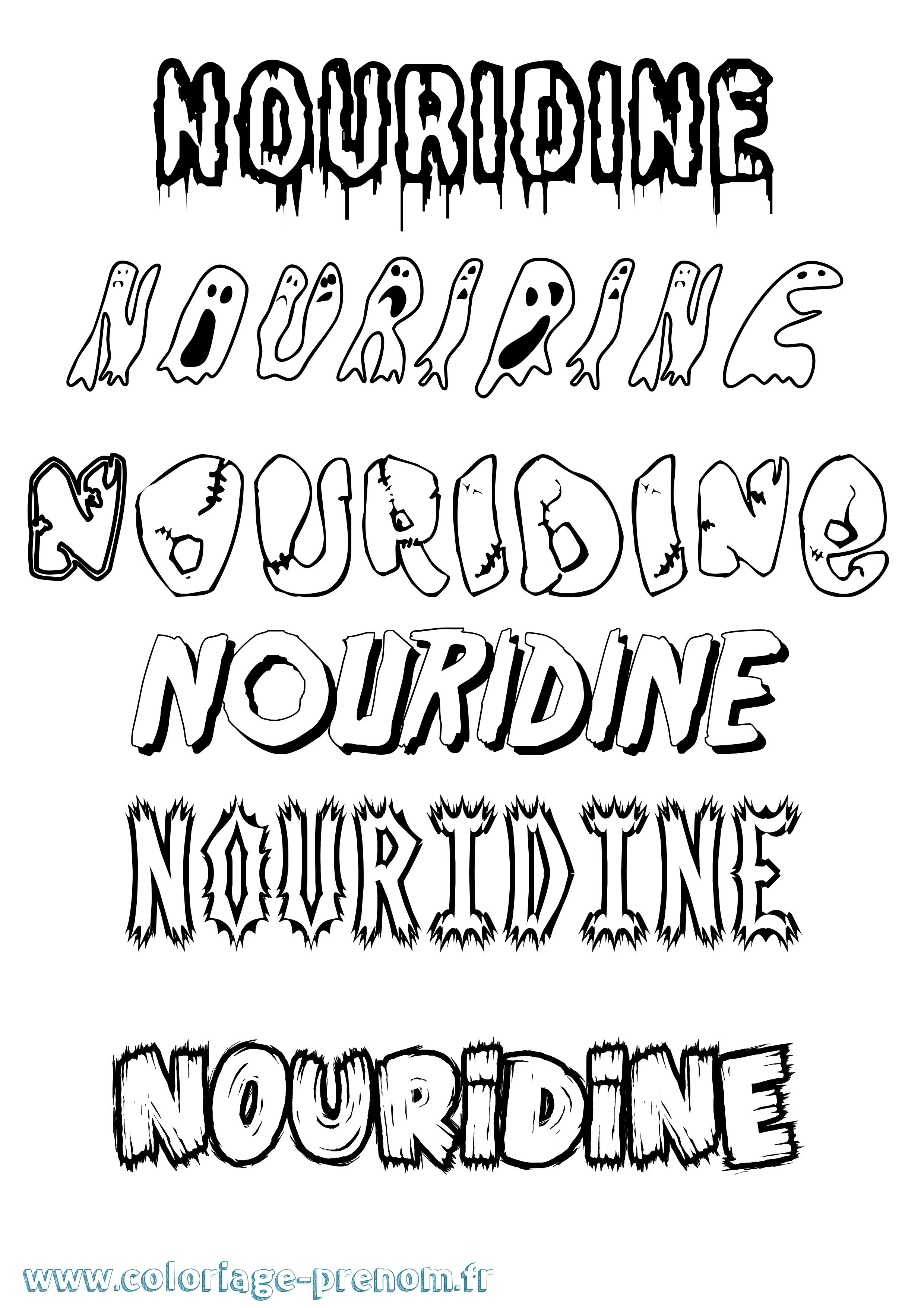 Coloriage Nouridine Frisson Coloriage prénom Nouridine Frisson
