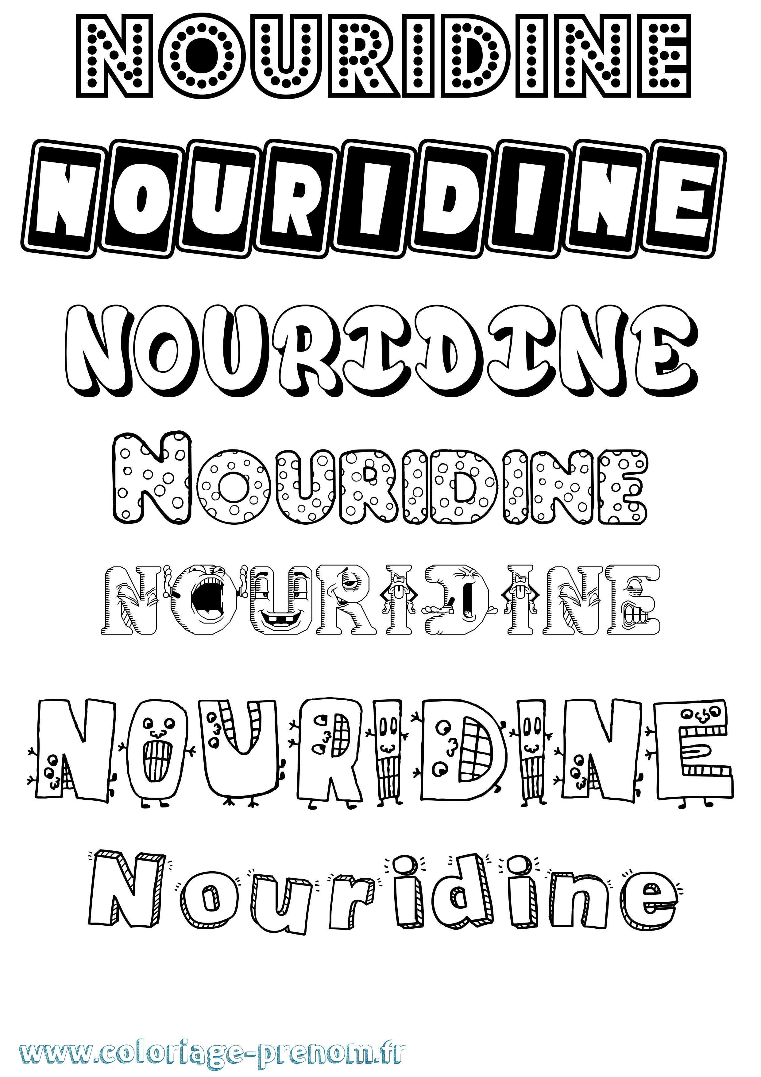 Coloriage Nouridine Fun Coloriage prénom Nouridine Fun