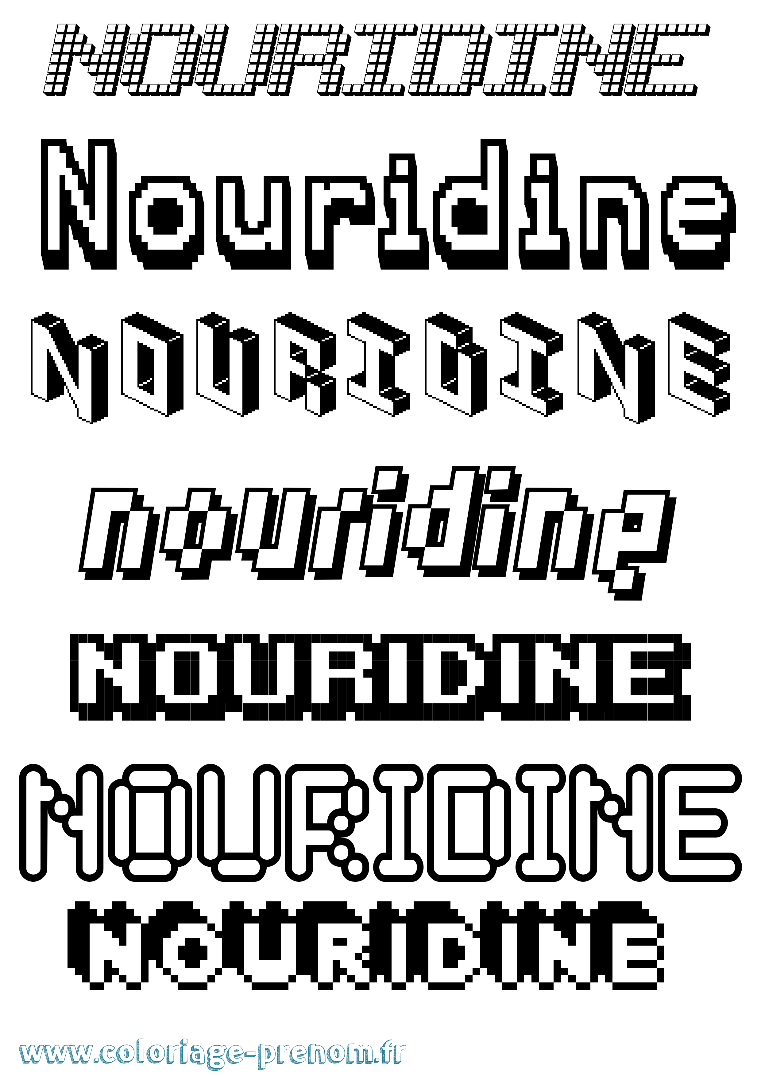 Coloriage Nouridine Pixel Coloriage prénom Nouridine Pixel
