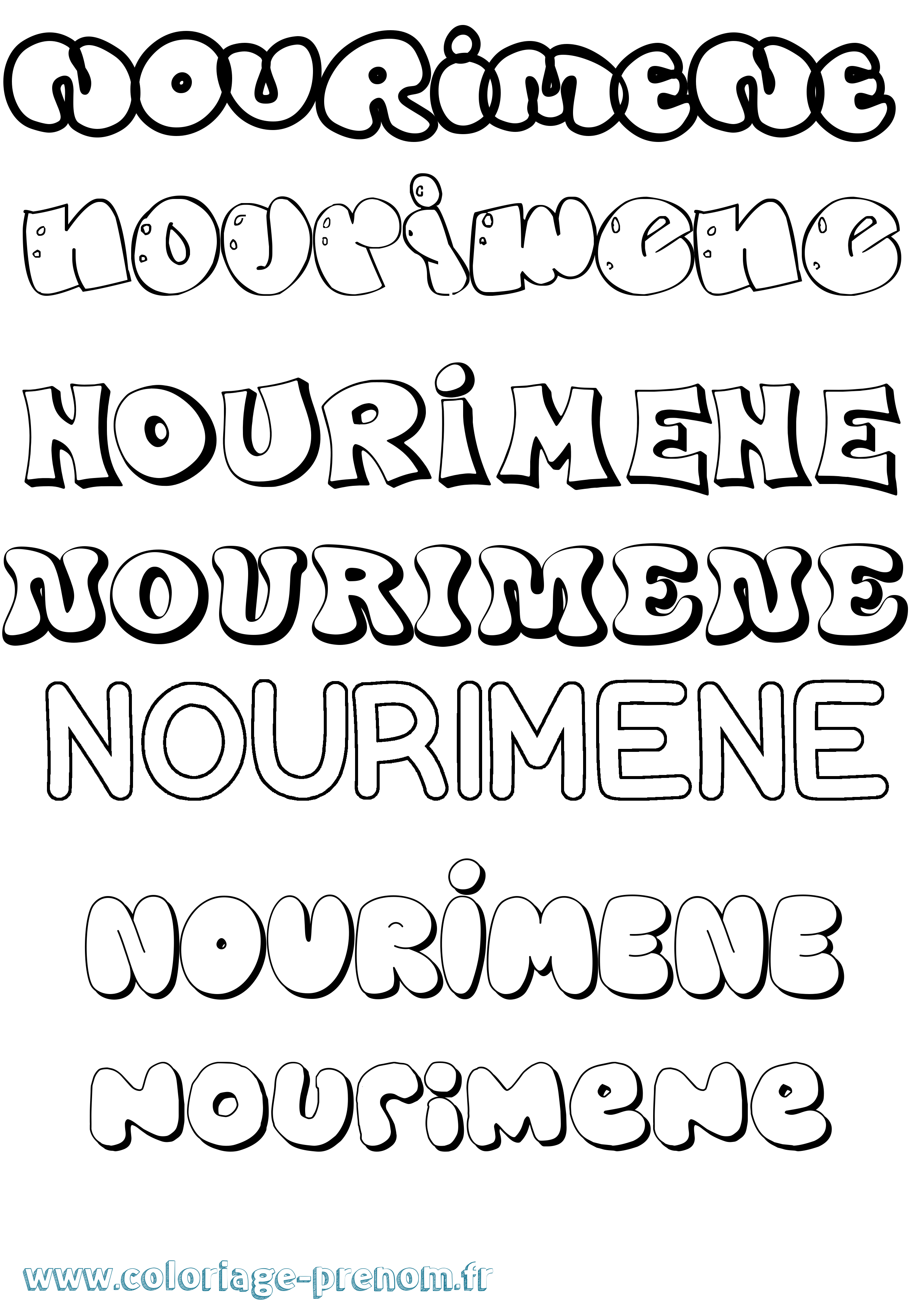 Coloriage Nourimene Bubble Coloriage prénom Nourimene Bubble
