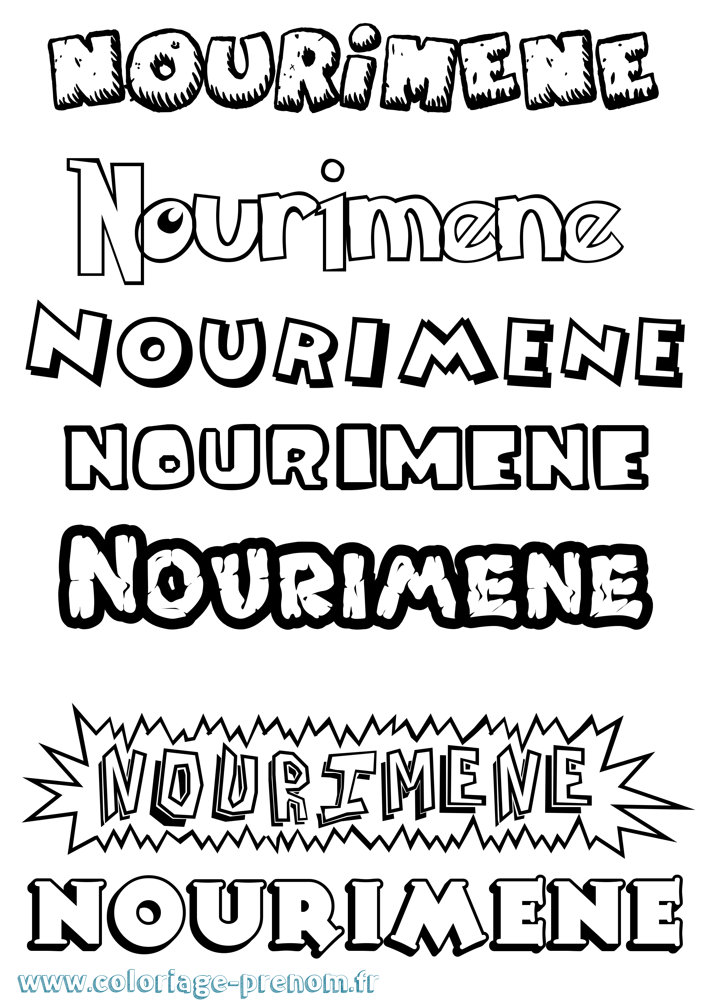 Coloriage Nourimene Dessin Animé Coloriage prénom Nourimene Dessin Animé