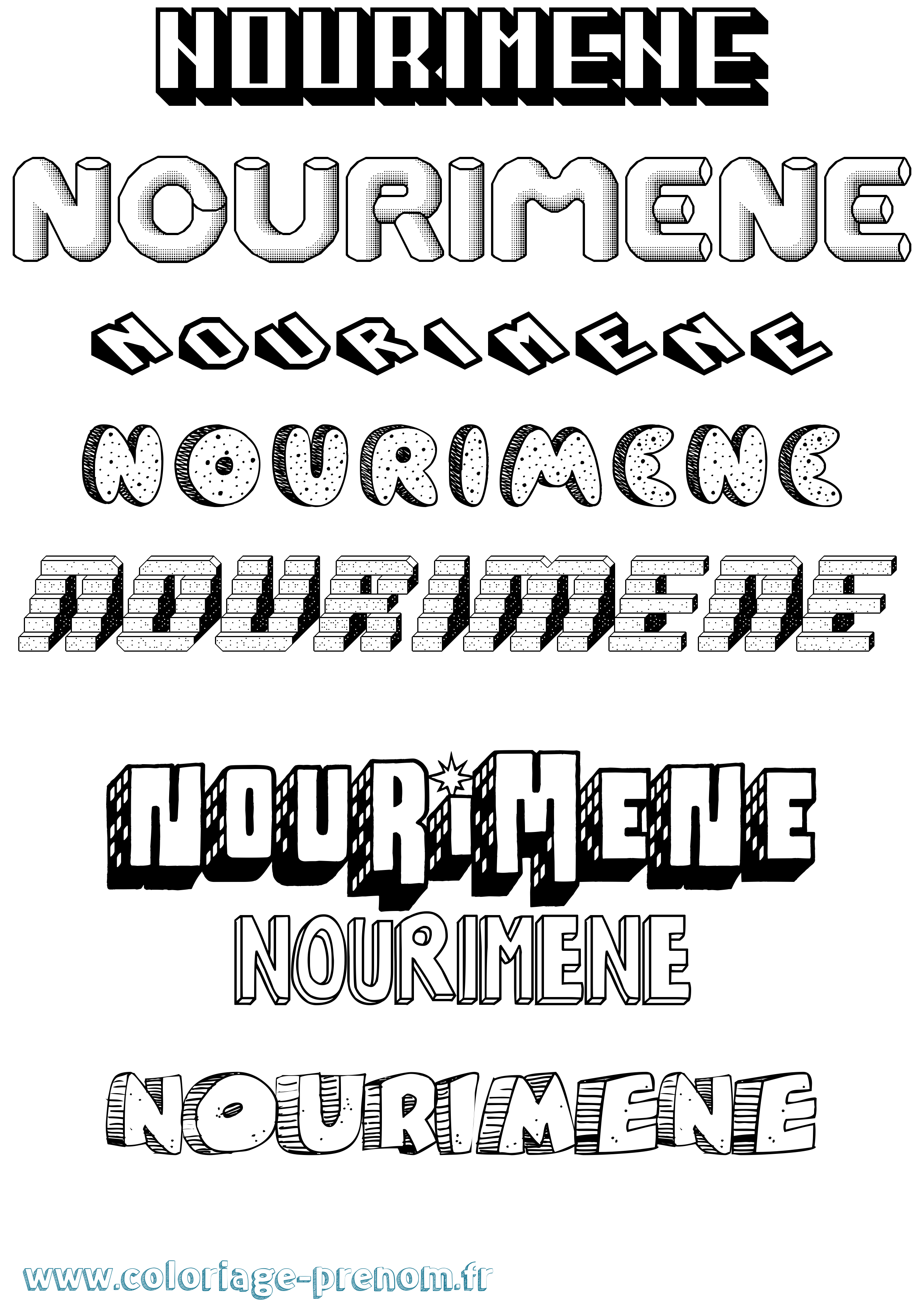 Coloriage Nourimene Effet 3D Coloriage prénom Nourimene Effet 3D