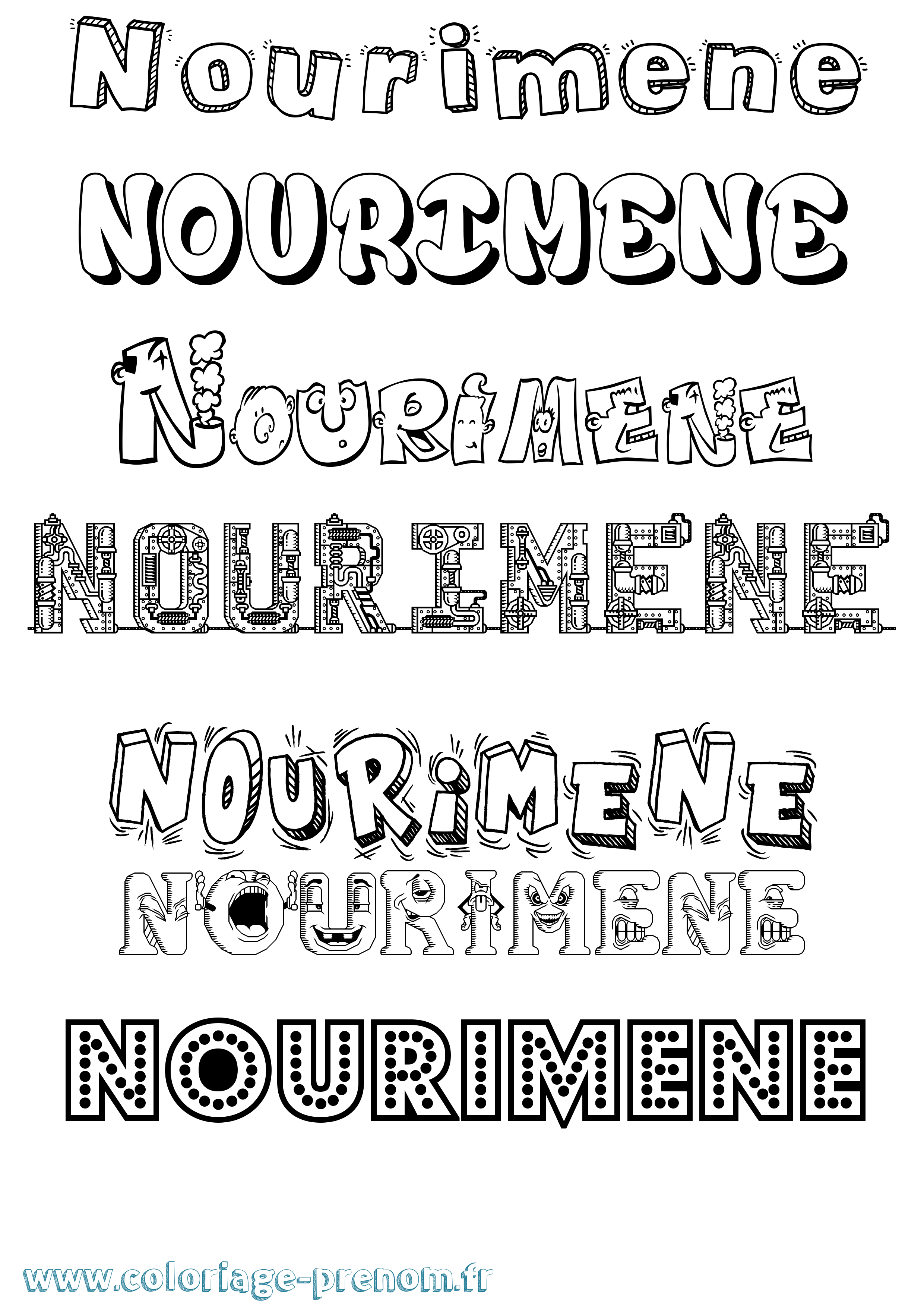 Coloriage Nourimene Fun Coloriage prénom Nourimene Fun
