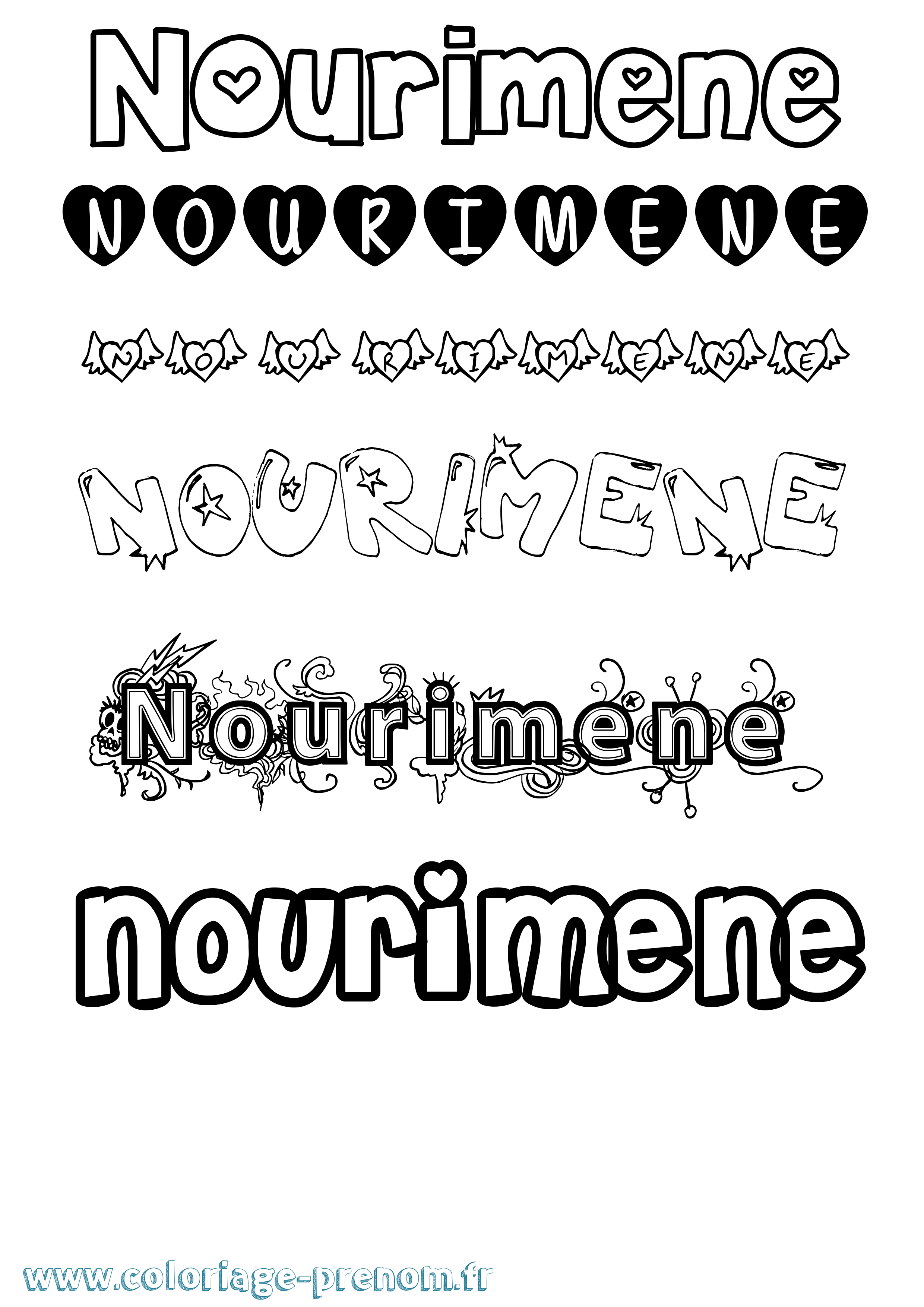 Coloriage Nourimene Girly Coloriage prénom Nourimene Girly