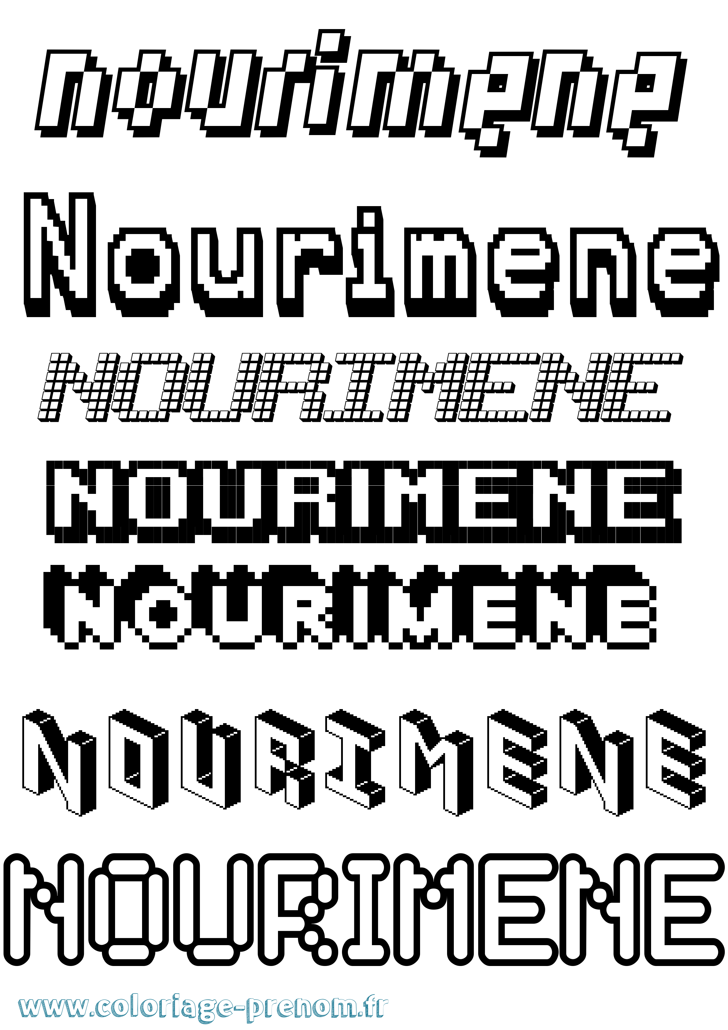 Coloriage Nourimene Pixel Coloriage prénom Nourimene Pixel
