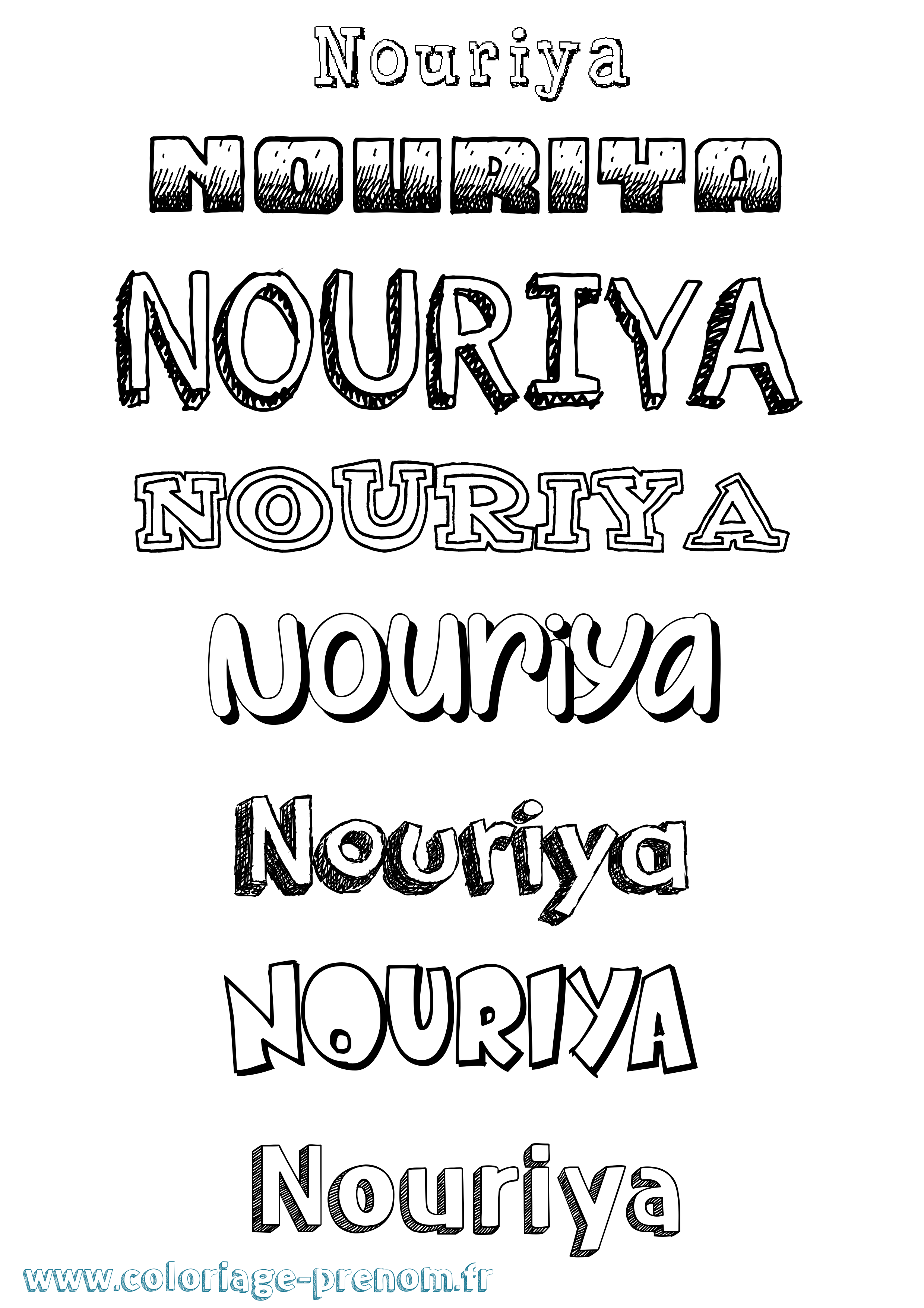 Coloriage Nouriya Dessiné Coloriage prénom Nouriya Dessiné