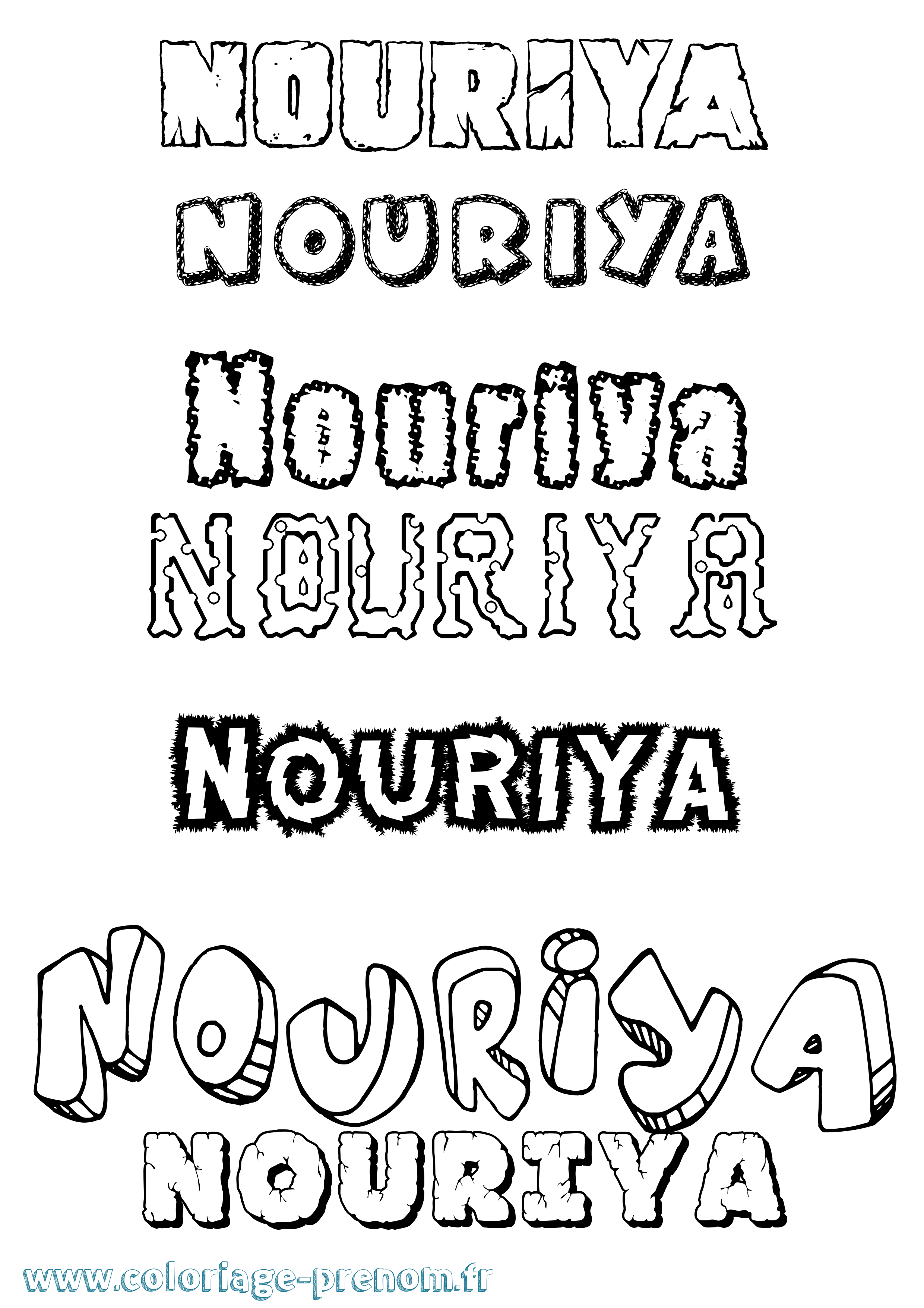 Coloriage Nouriya Destructuré Coloriage prénom Nouriya Destructuré