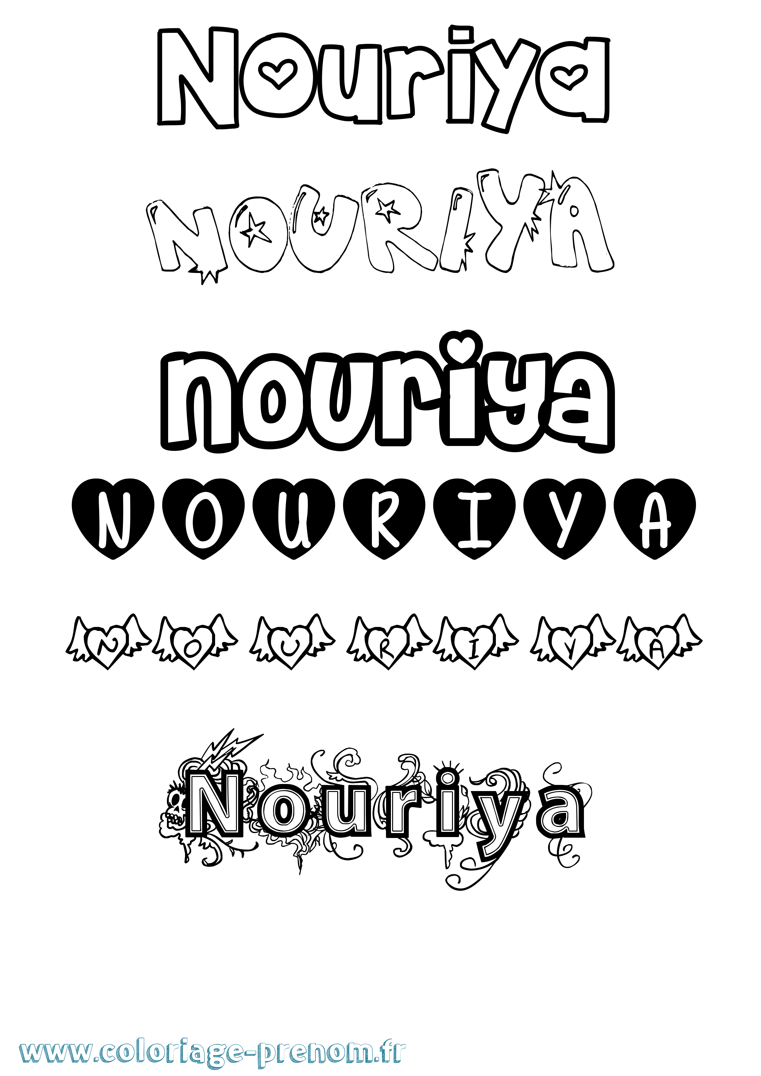 Coloriage Nouriya Girly Coloriage prénom Nouriya Girly