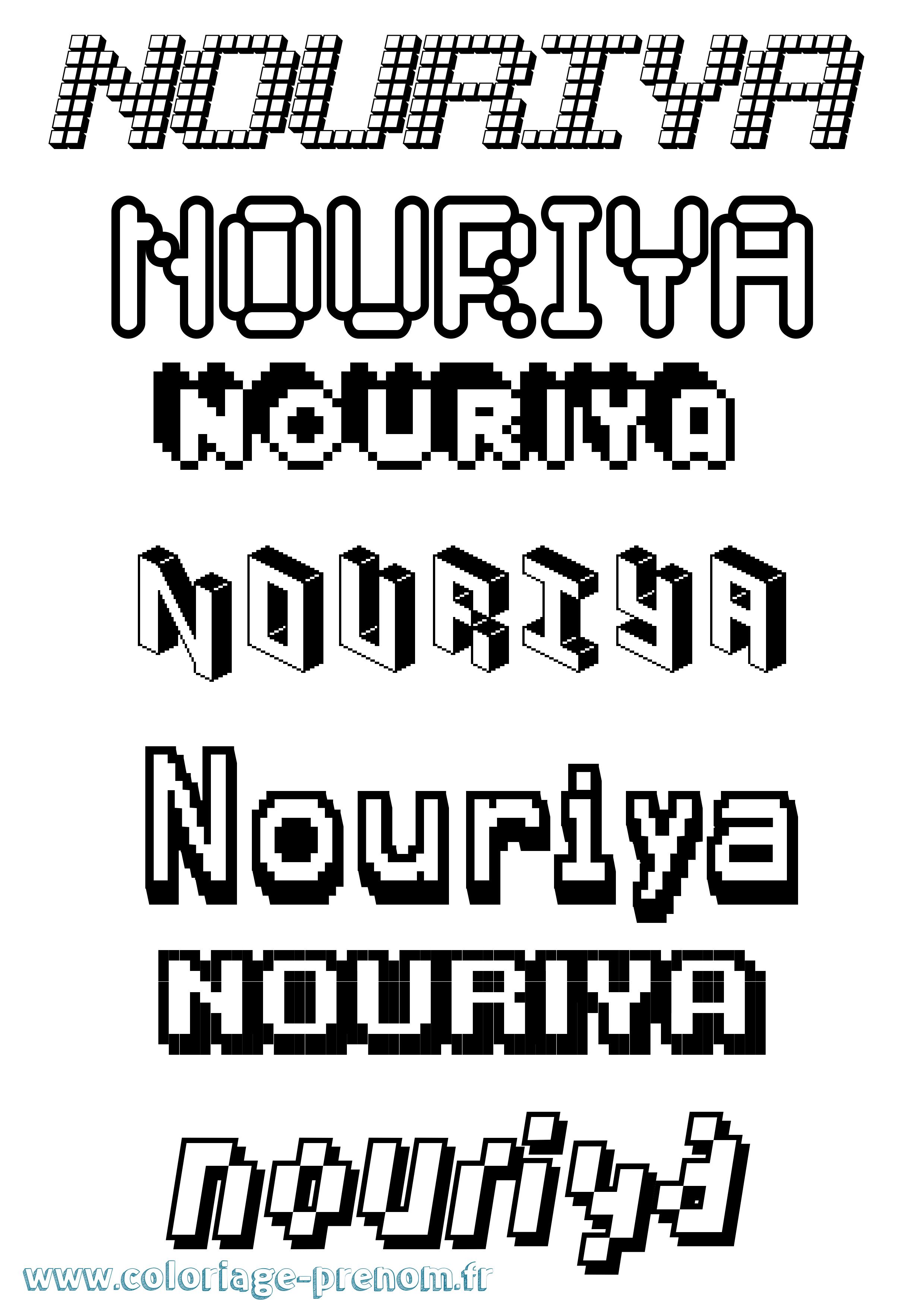 Coloriage Nouriya Pixel Coloriage prénom Nouriya Pixel
