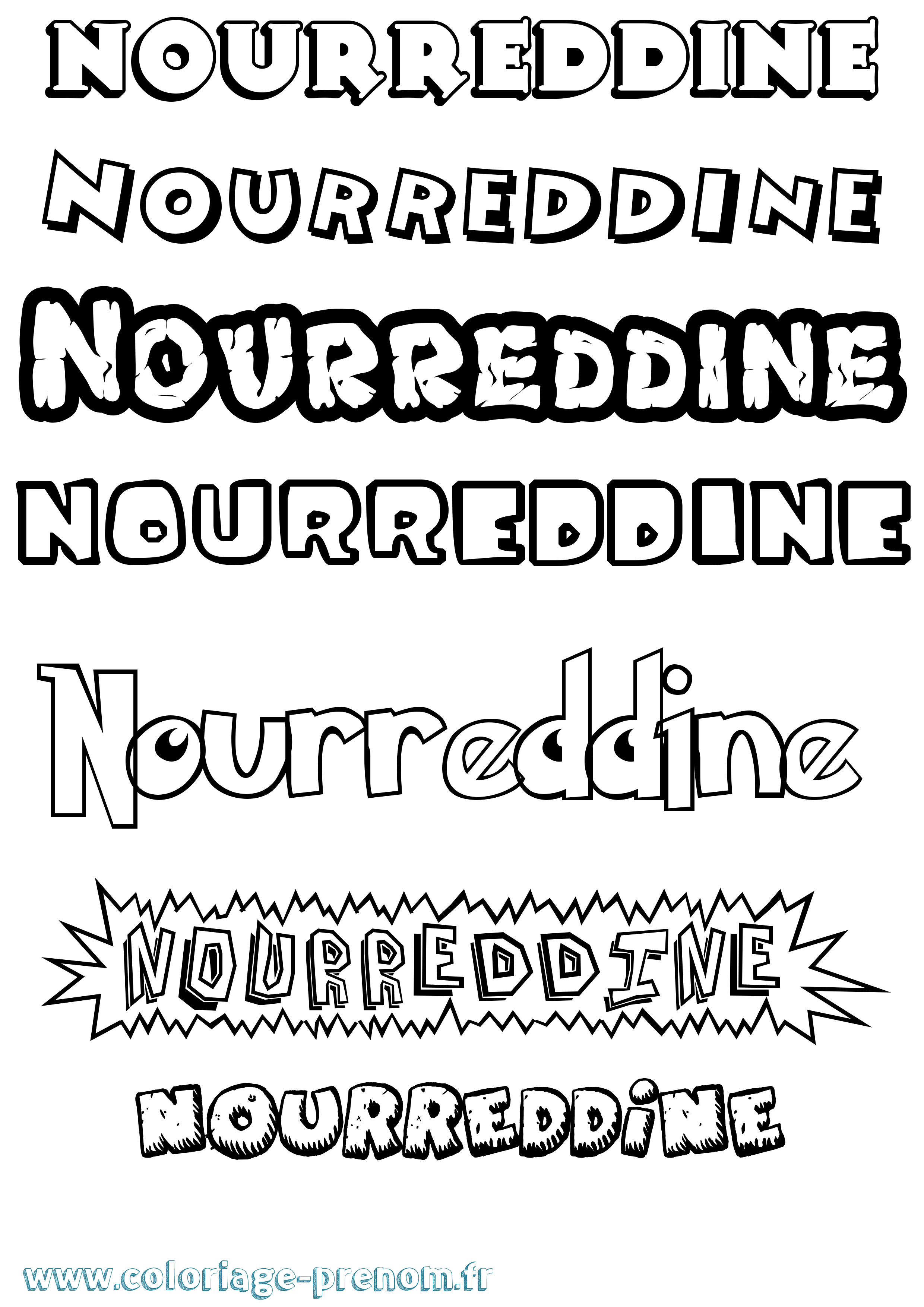 Coloriage Nourreddine Dessin Animé Coloriage prénom Nourreddine Dessin Animé