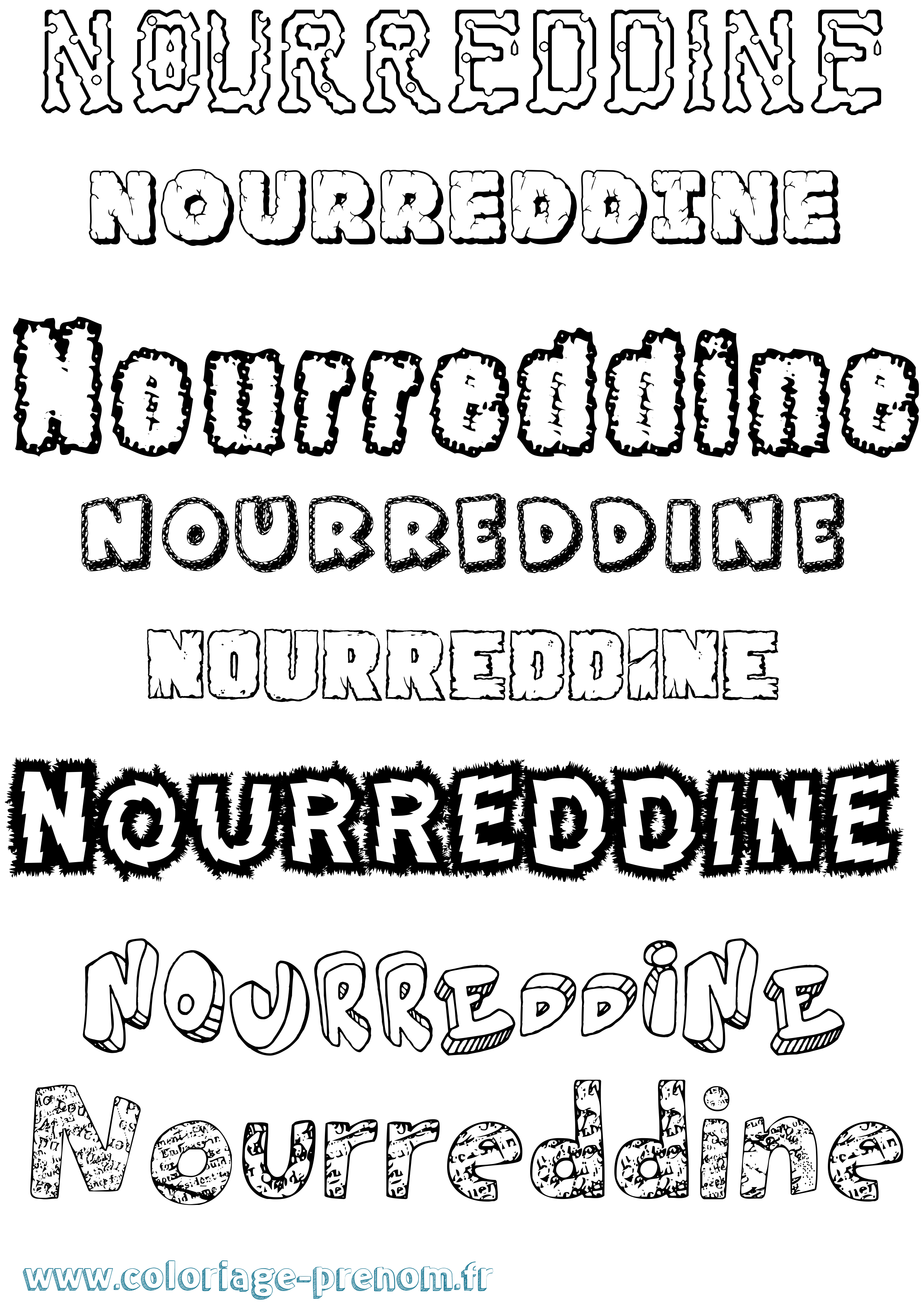 Coloriage Nourreddine Destructuré Coloriage prénom Nourreddine Destructuré