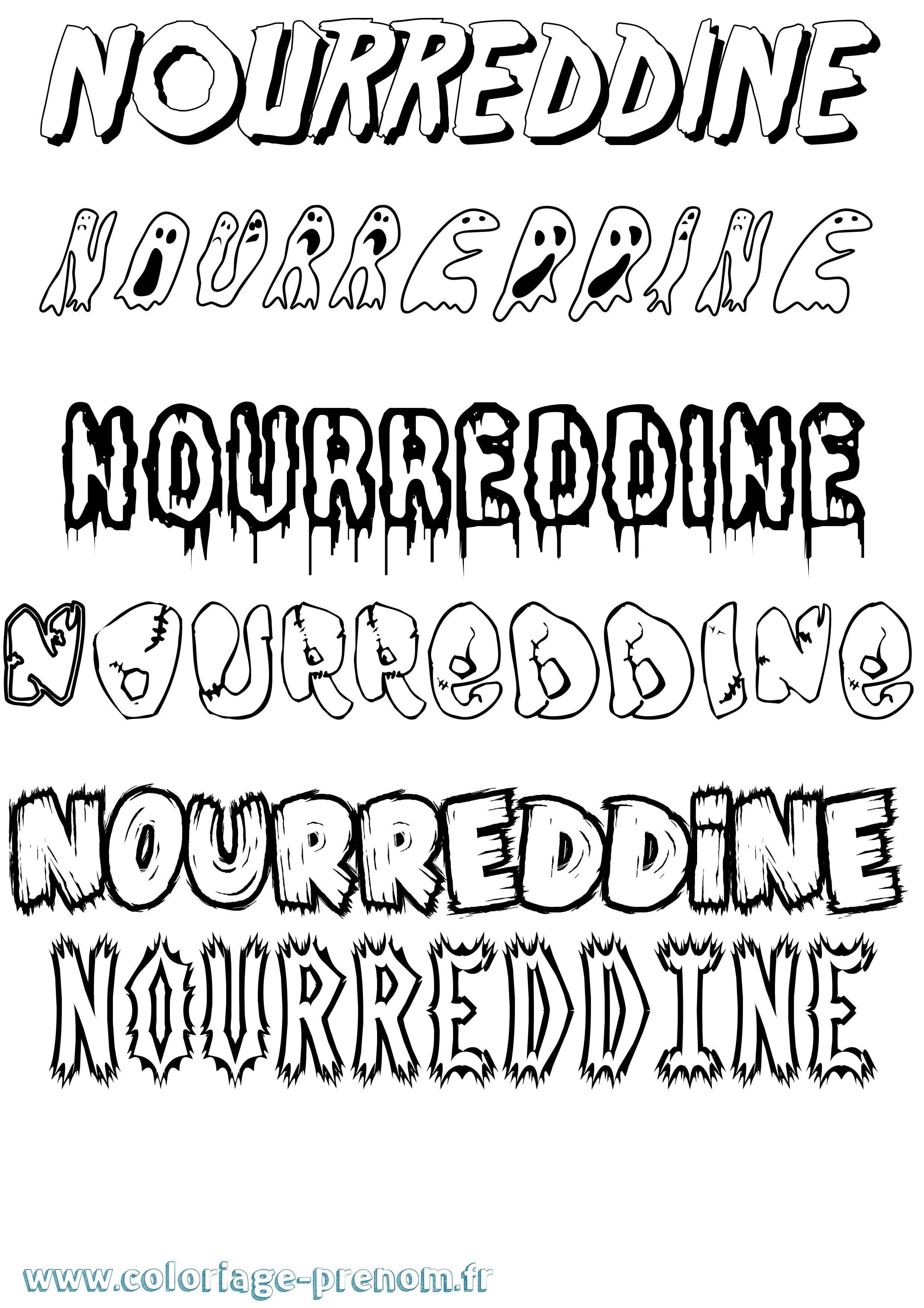 Coloriage Nourreddine Frisson Coloriage prénom Nourreddine Frisson