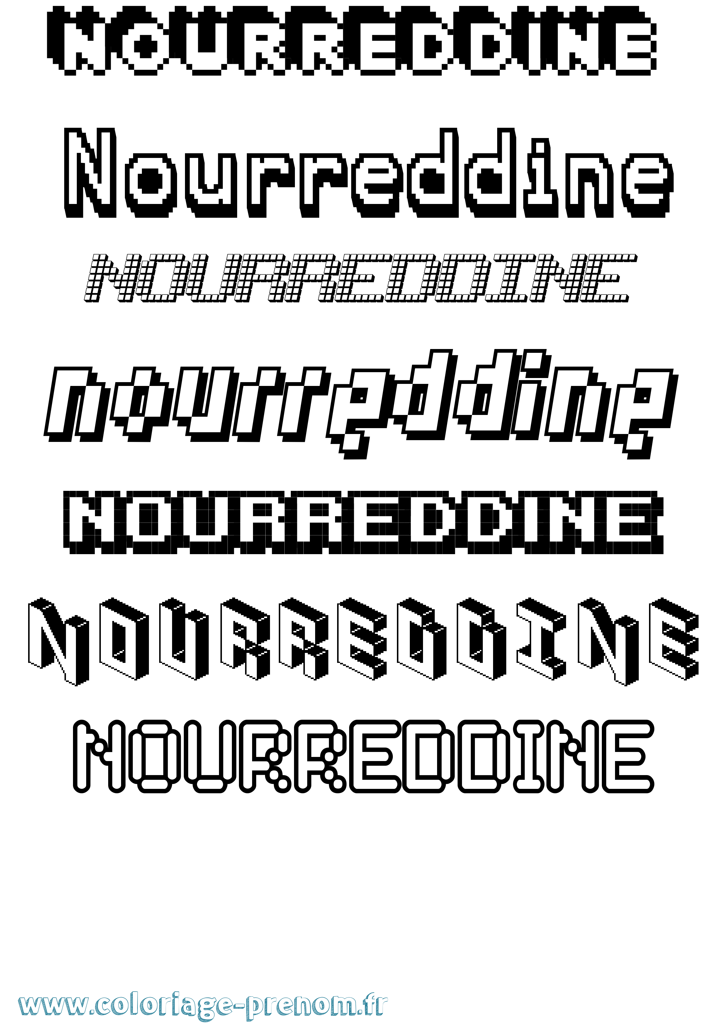 Coloriage Nourreddine Pixel Coloriage prénom Nourreddine Pixel
