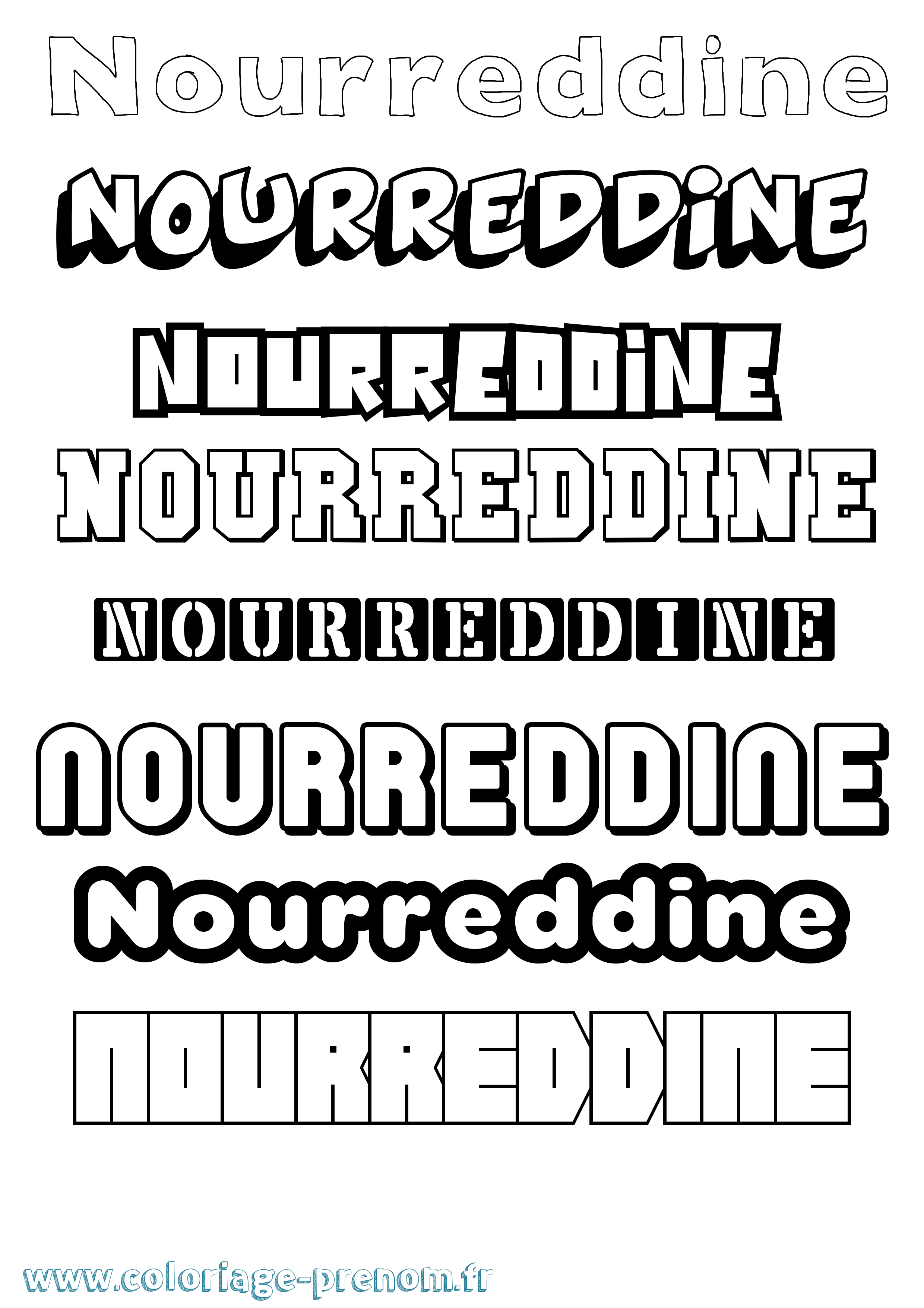 Coloriage Nourreddine Simple Coloriage prénom Nourreddine Simple