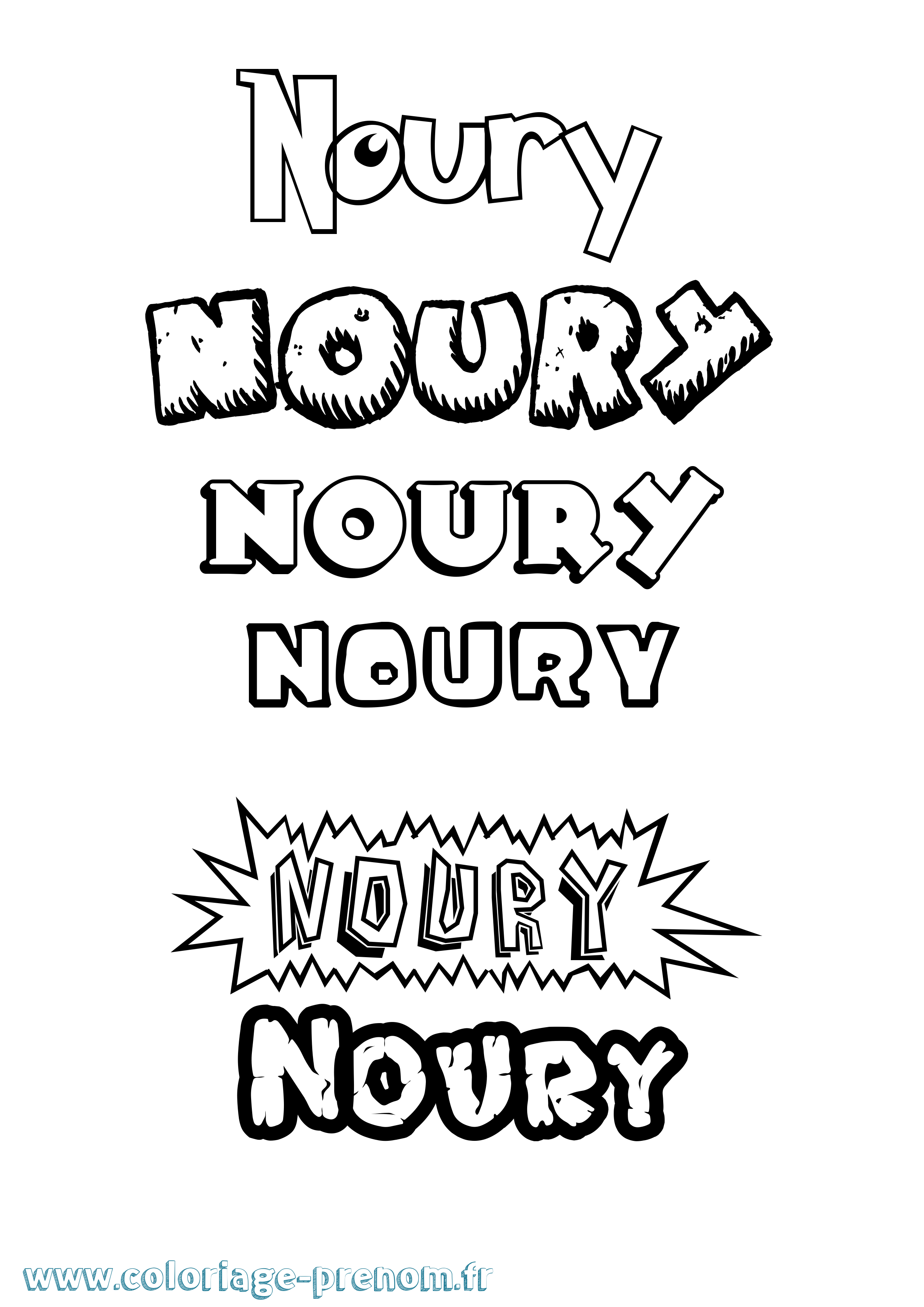 Coloriage Noury Dessin Animé Coloriage prénom Noury Dessin Animé