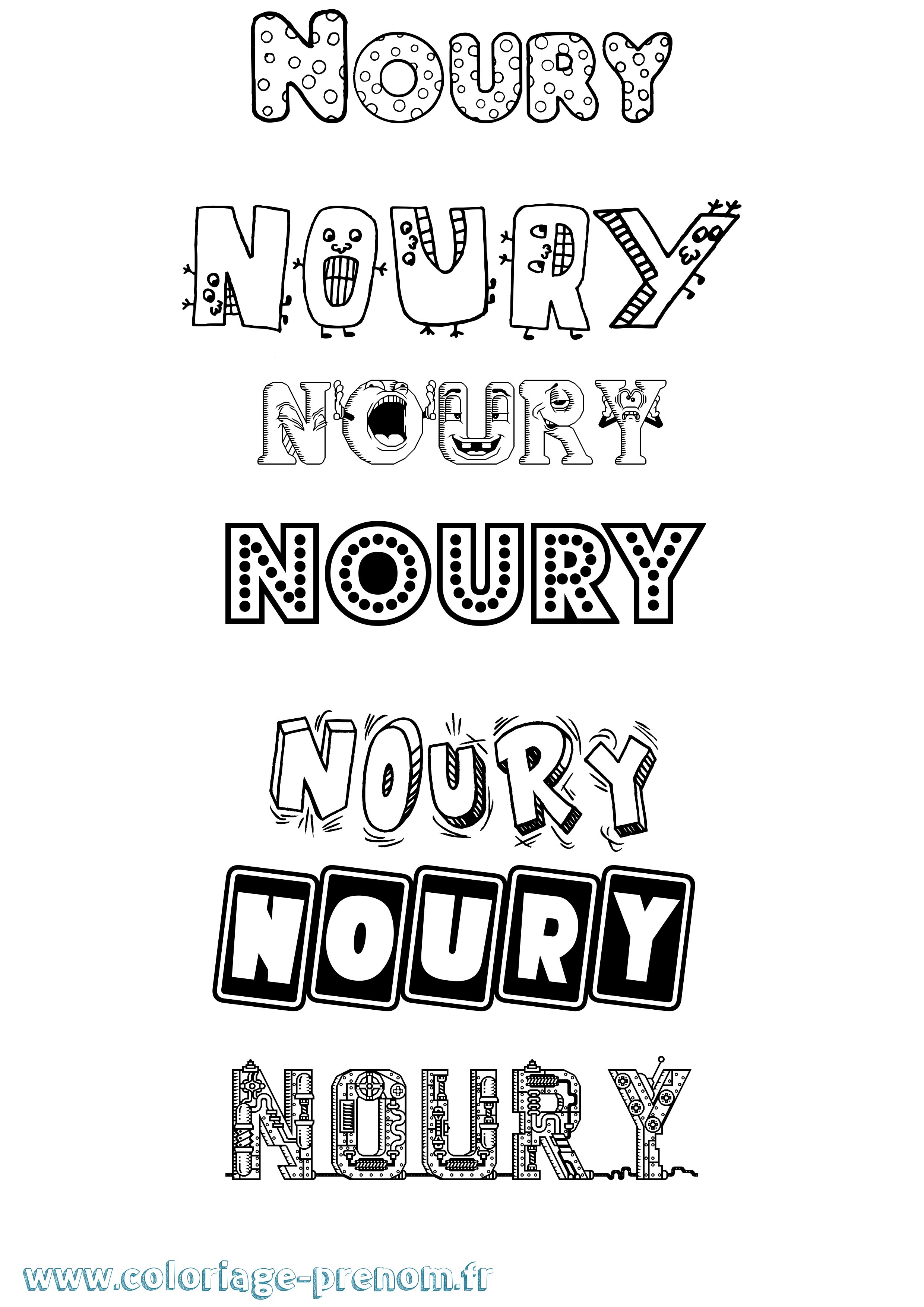 Coloriage Noury Fun Coloriage prénom Noury Fun