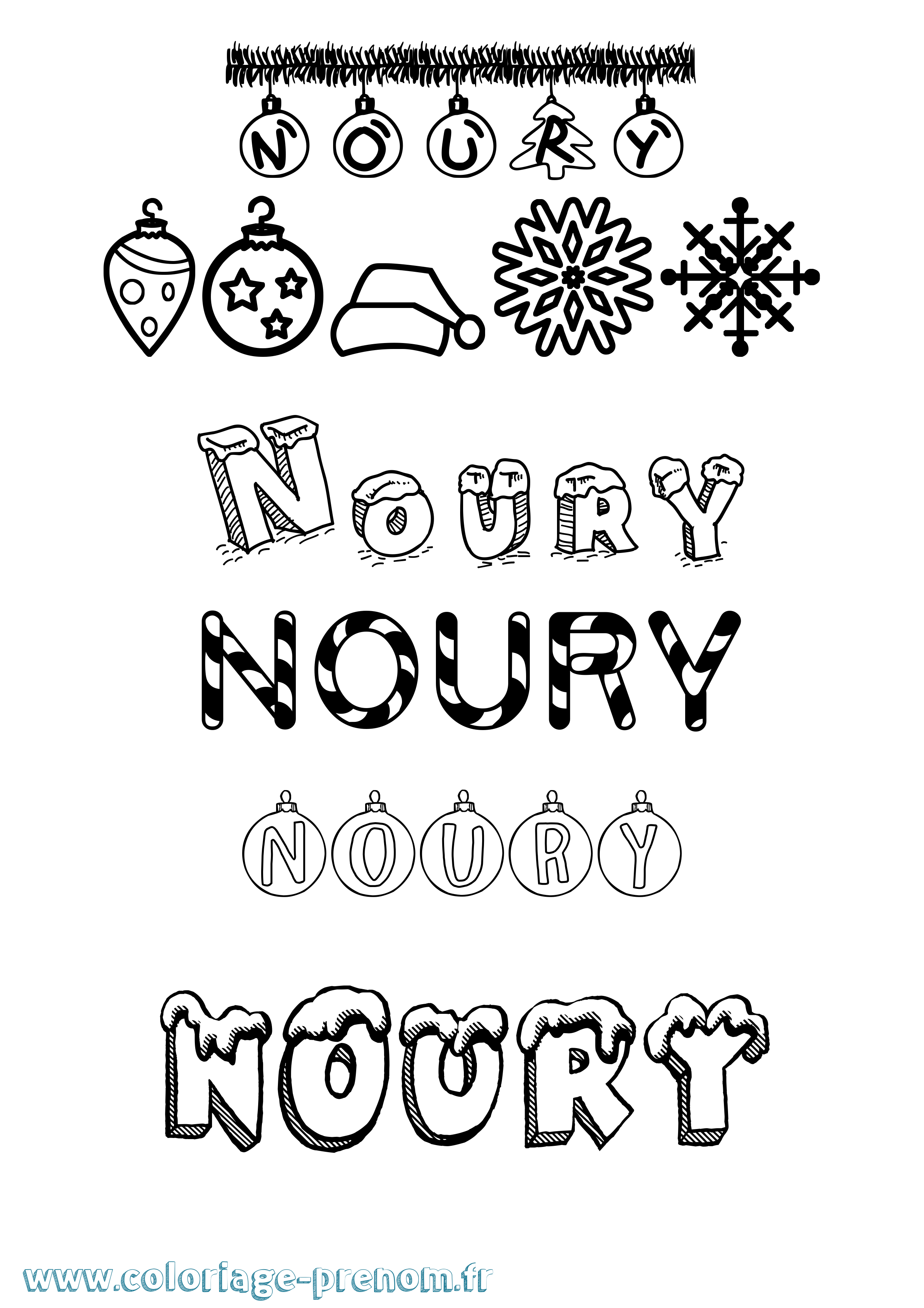 Coloriage Noury Noël Coloriage prénom Noury Noël