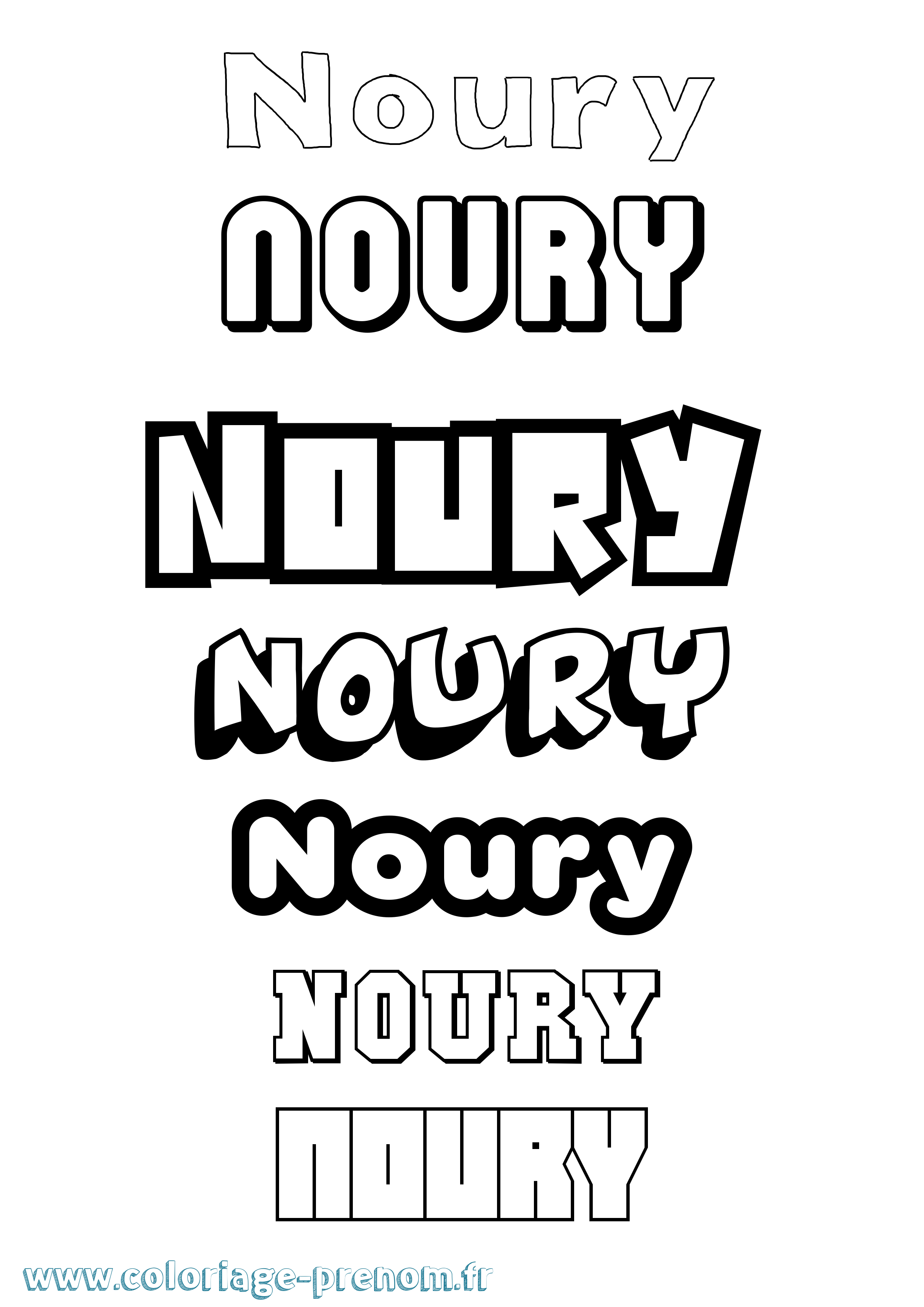 Coloriage Noury Simple Coloriage prénom Noury Simple