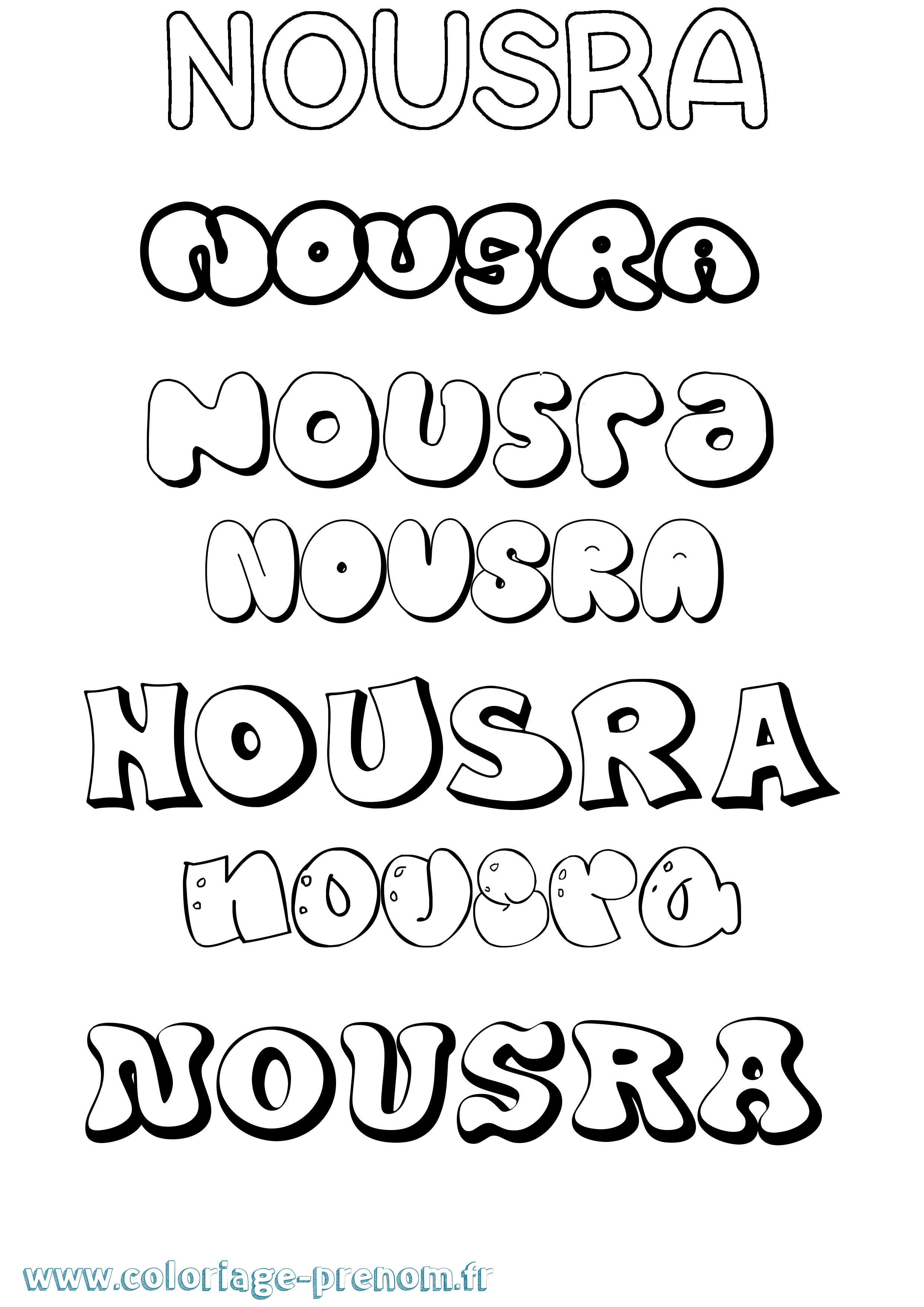 Coloriage Nousra Bubble Coloriage prénom Nousra Bubble