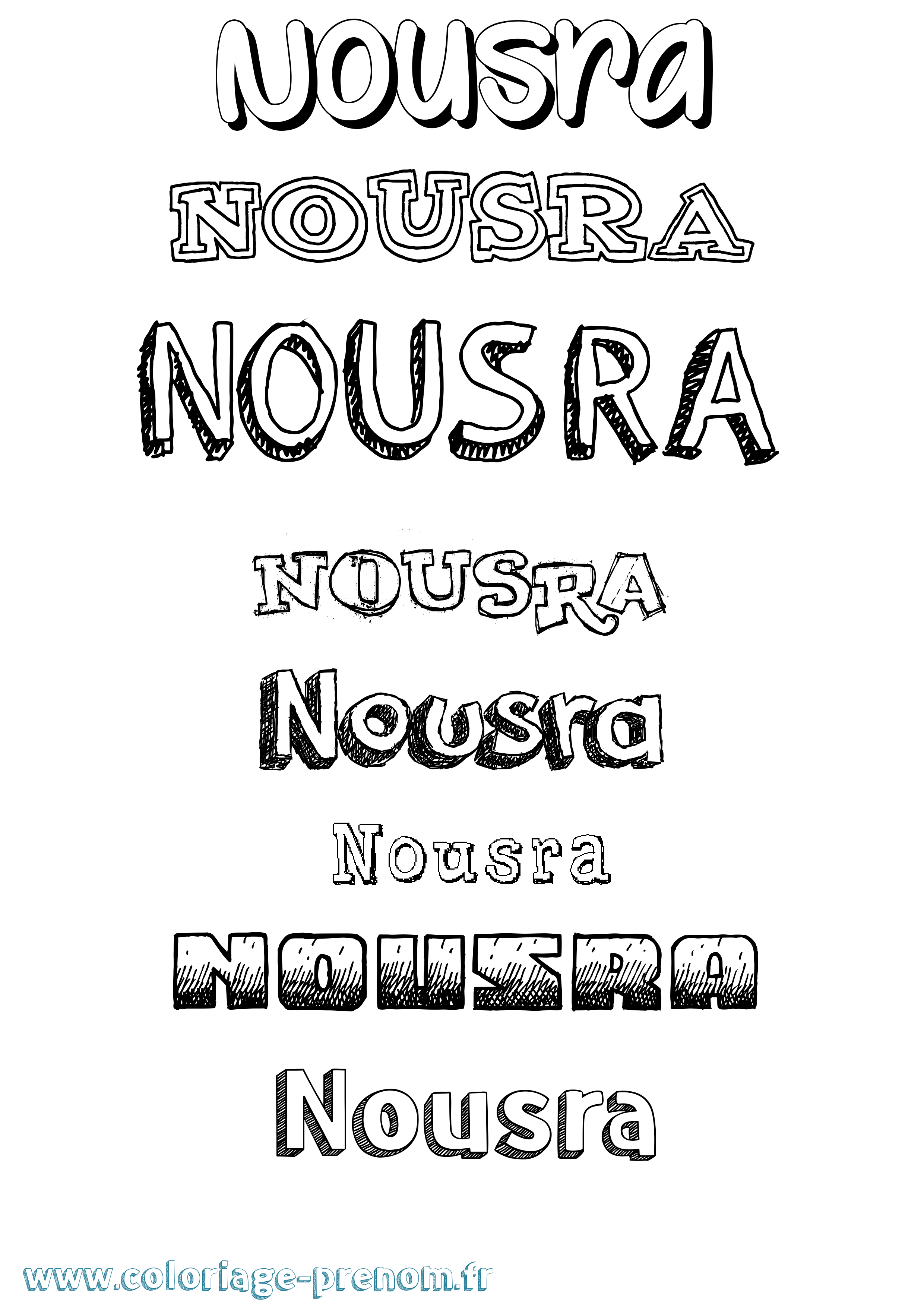 Coloriage Nousra Dessiné Coloriage prénom Nousra Dessiné