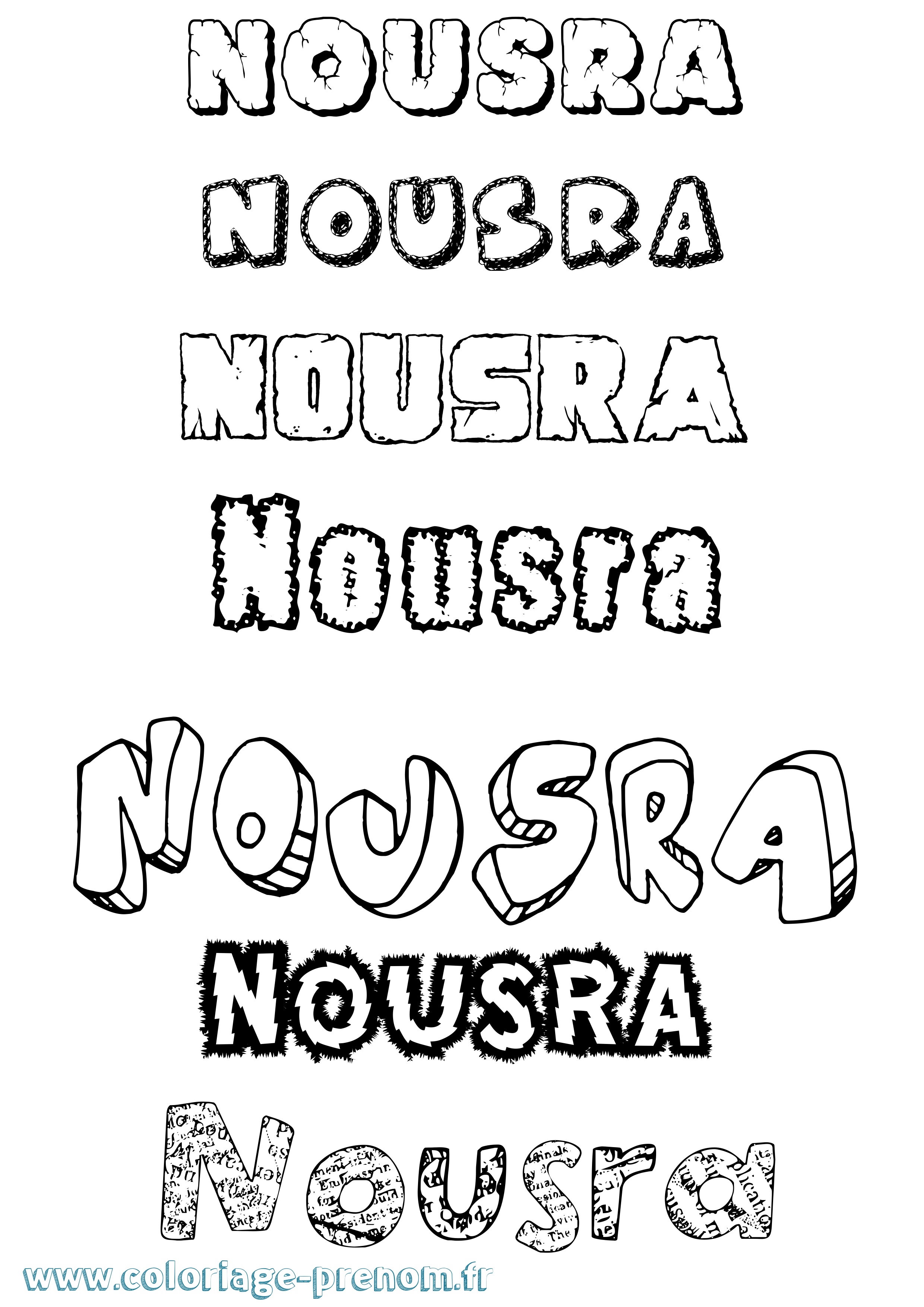 Coloriage Nousra Destructuré Coloriage prénom Nousra Destructuré