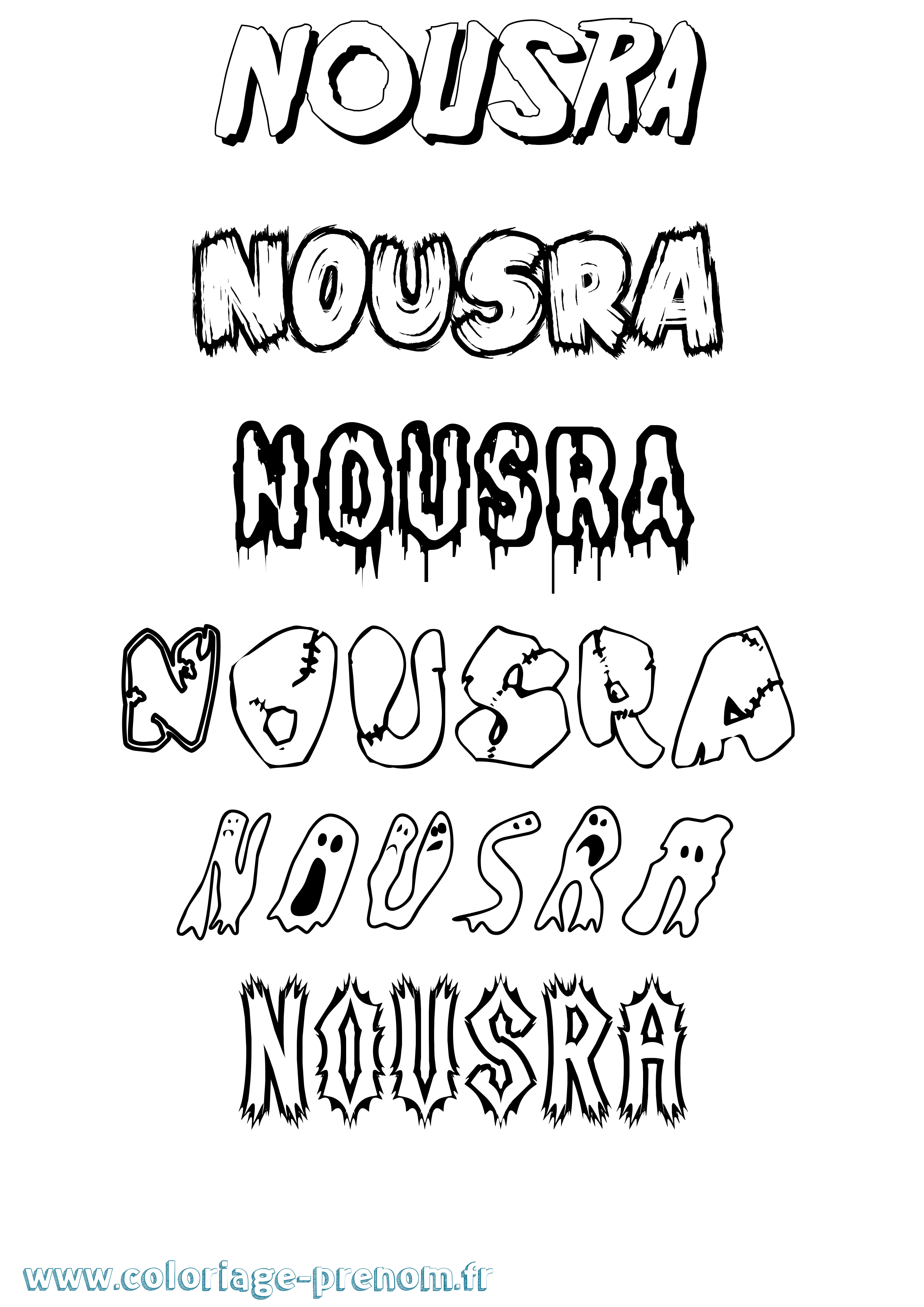Coloriage Nousra Frisson Coloriage prénom Nousra Frisson