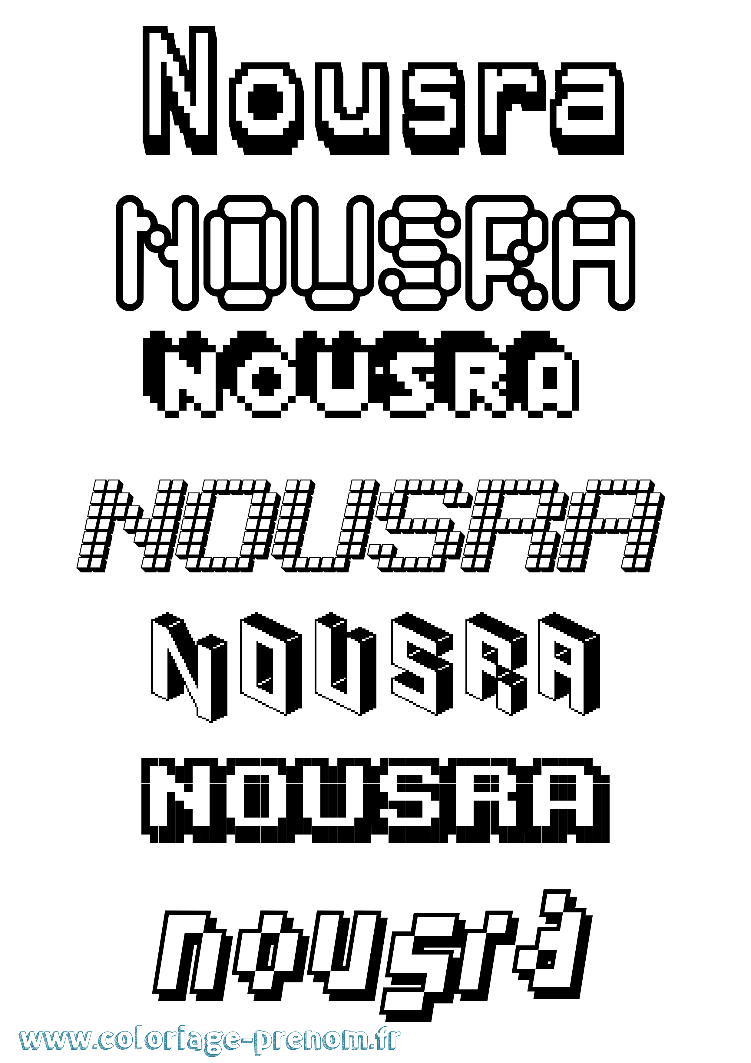 Coloriage Nousra Pixel Coloriage prénom Nousra Pixel