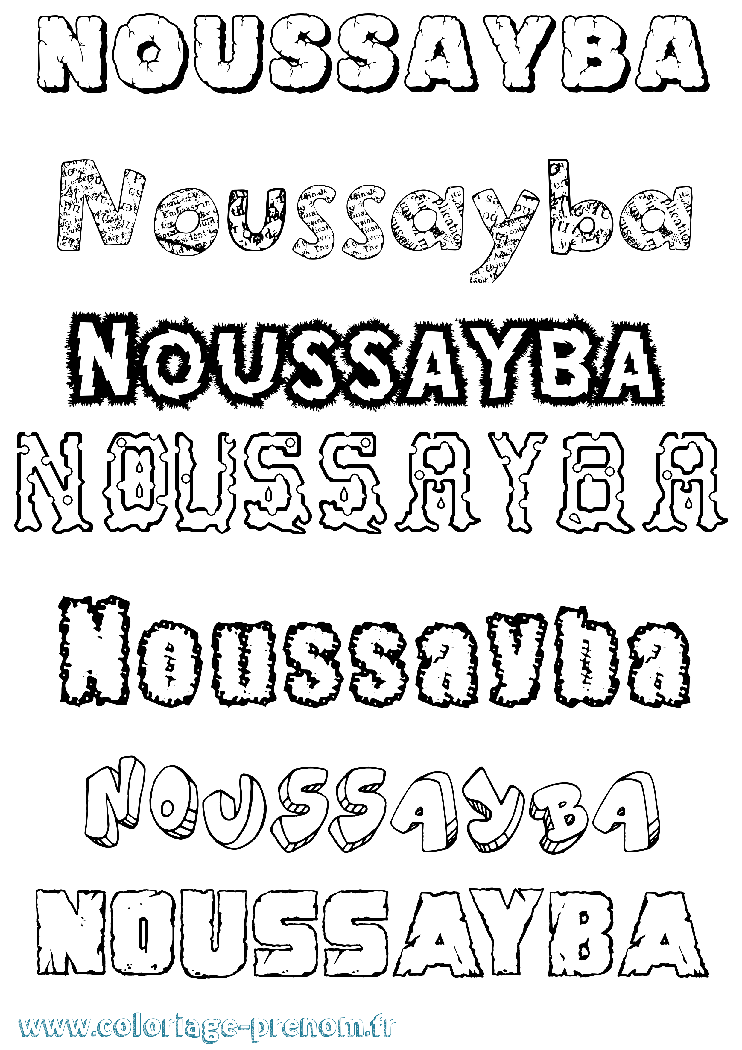 Coloriage Noussayba Destructuré Coloriage prénom Noussayba Destructuré