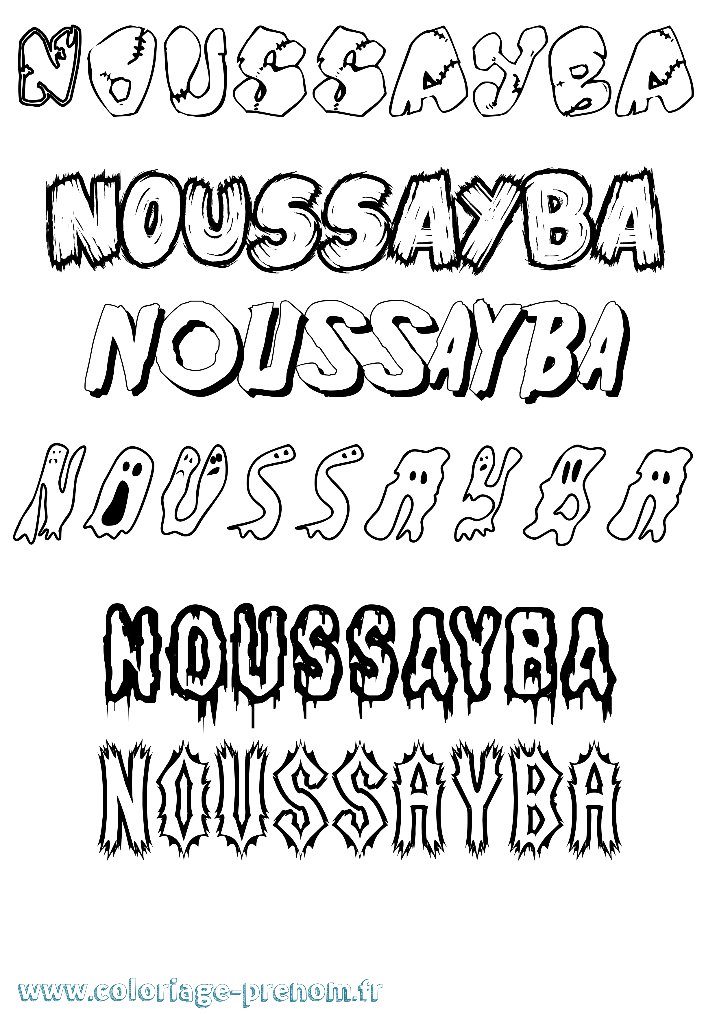 Coloriage Noussayba Frisson Coloriage prénom Noussayba Frisson