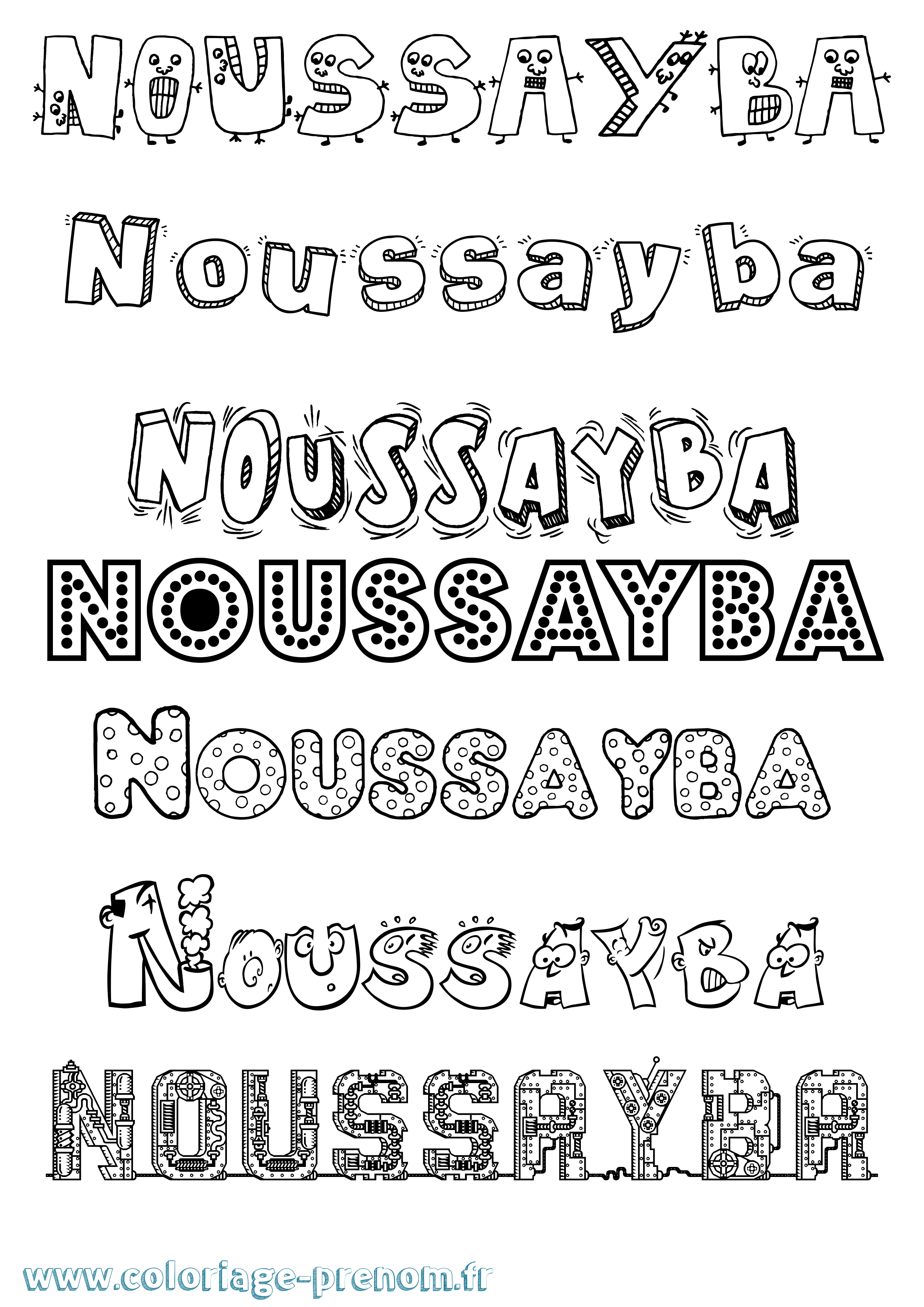 Coloriage Noussayba Fun Coloriage prénom Noussayba Fun