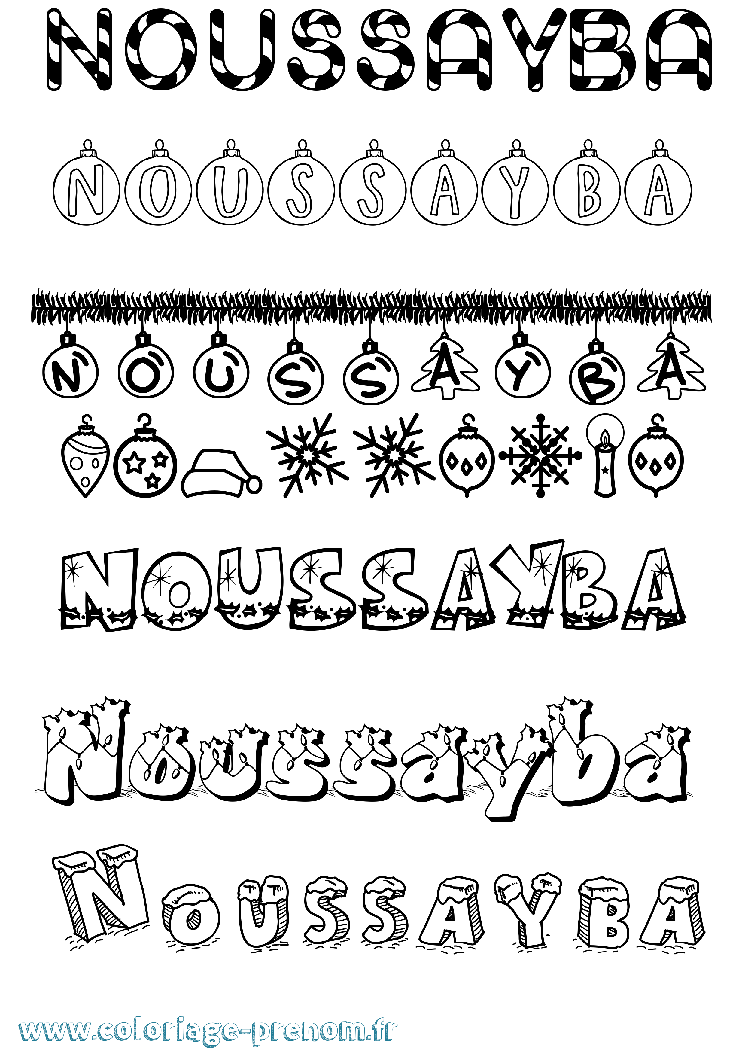 Coloriage Noussayba Noël Coloriage prénom Noussayba Noël