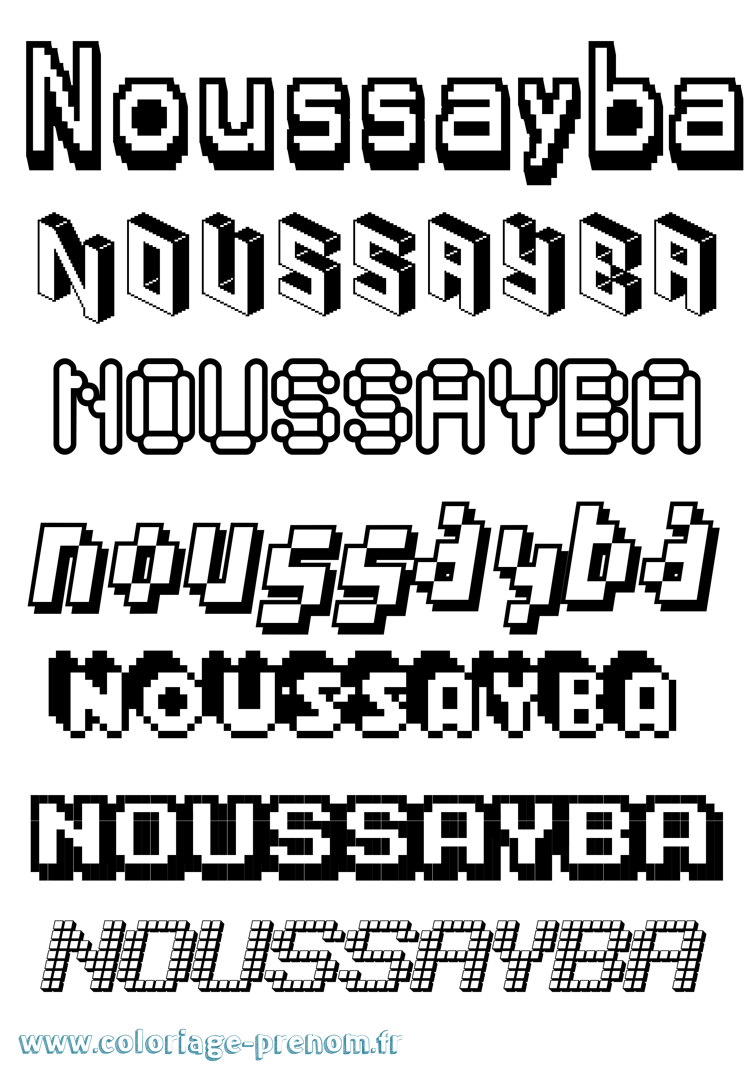 Coloriage Noussayba Pixel Coloriage prénom Noussayba Pixel