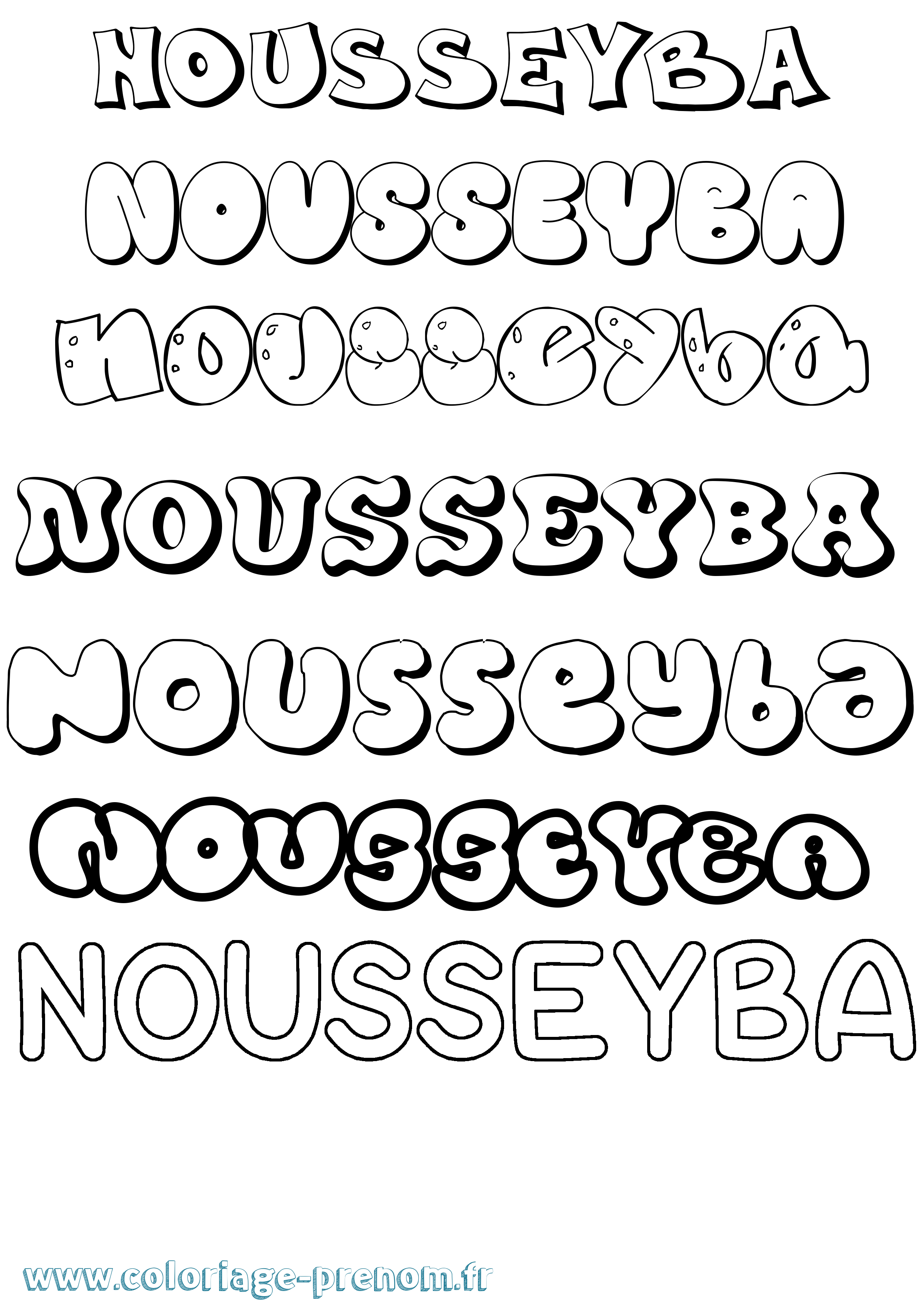 Coloriage Nousseyba Bubble Coloriage prénom Nousseyba Bubble