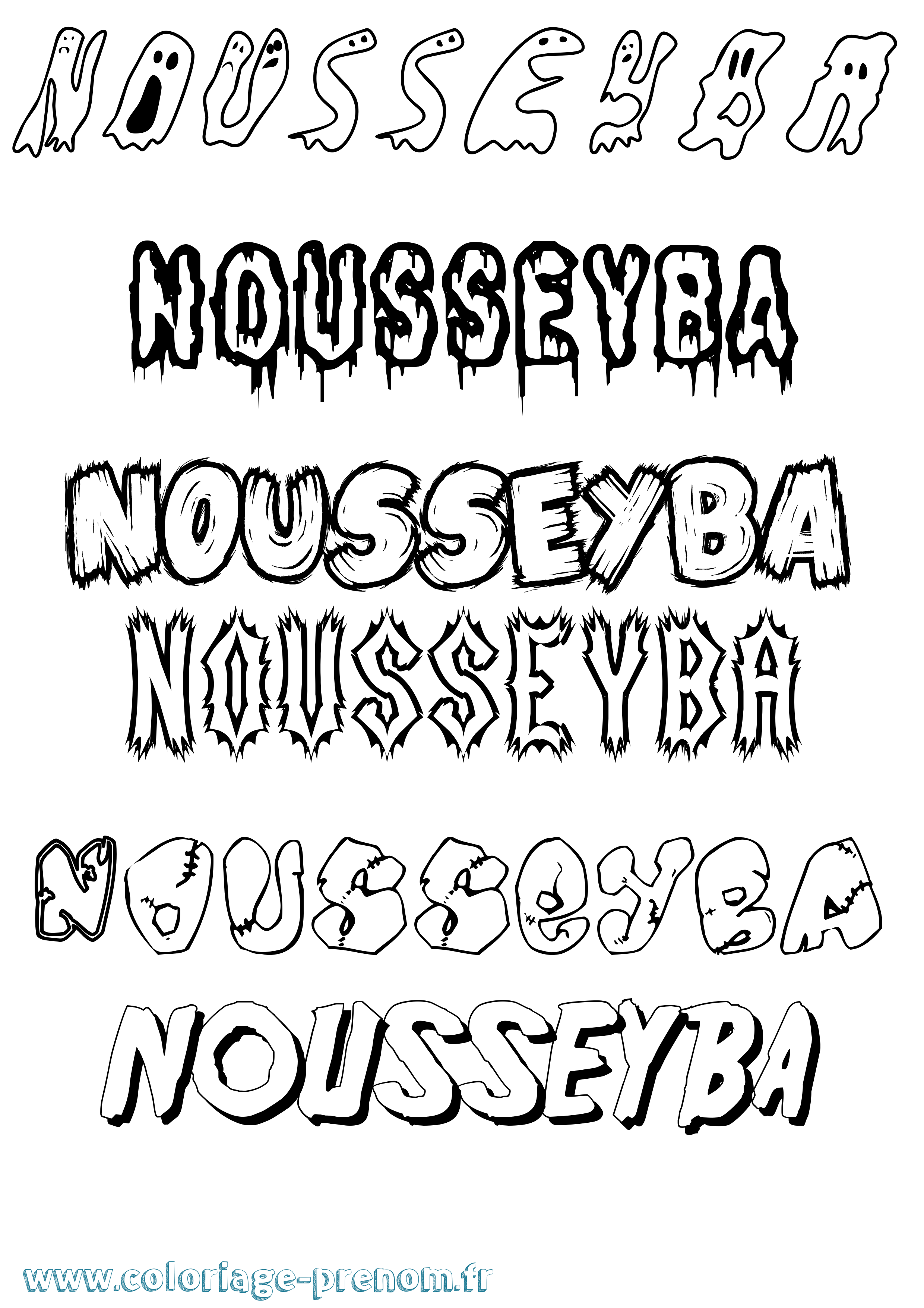 Coloriage Nousseyba Frisson Coloriage prénom Nousseyba Frisson