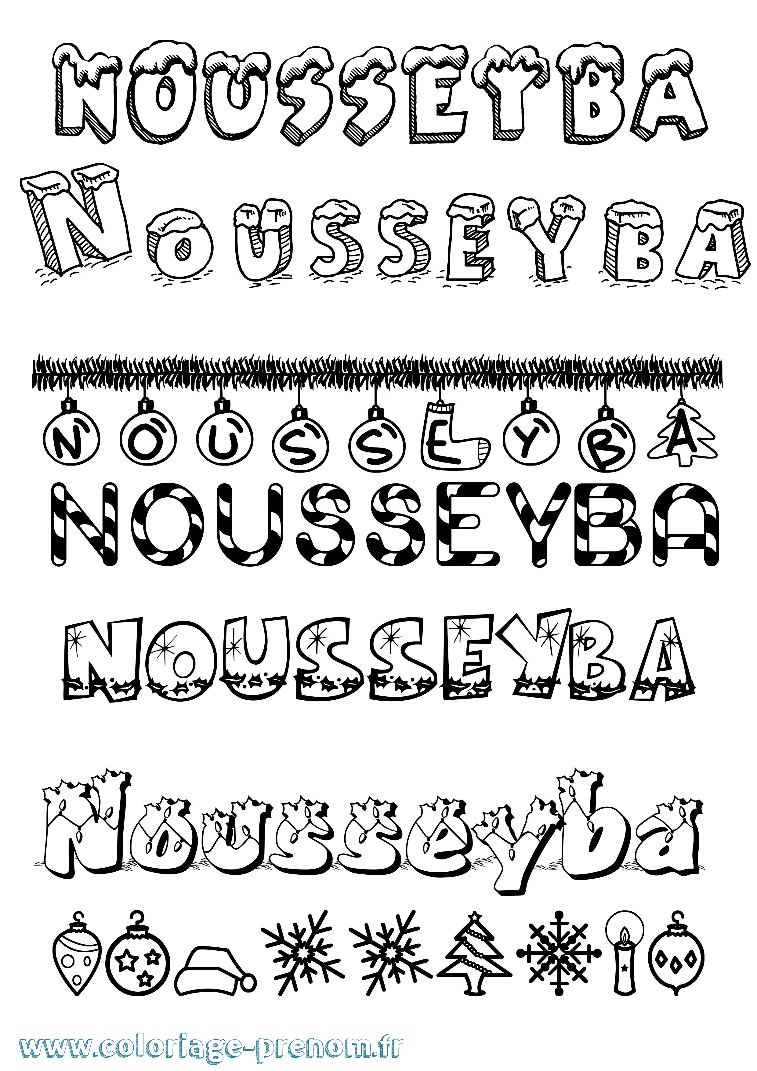 Coloriage Nousseyba Noël Coloriage prénom Nousseyba Noël