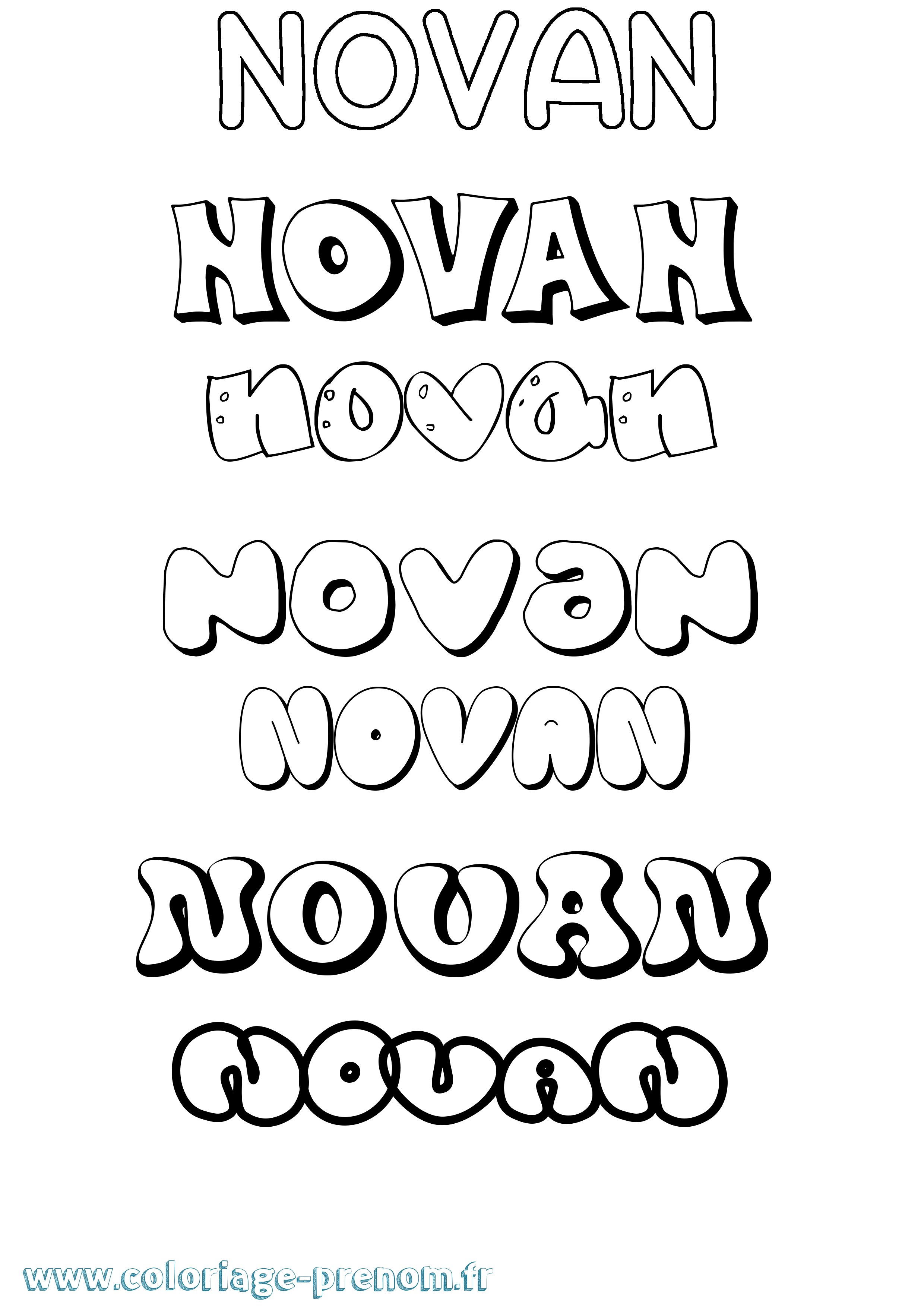 Coloriage Novan Bubble Coloriage prénom Novan Bubble