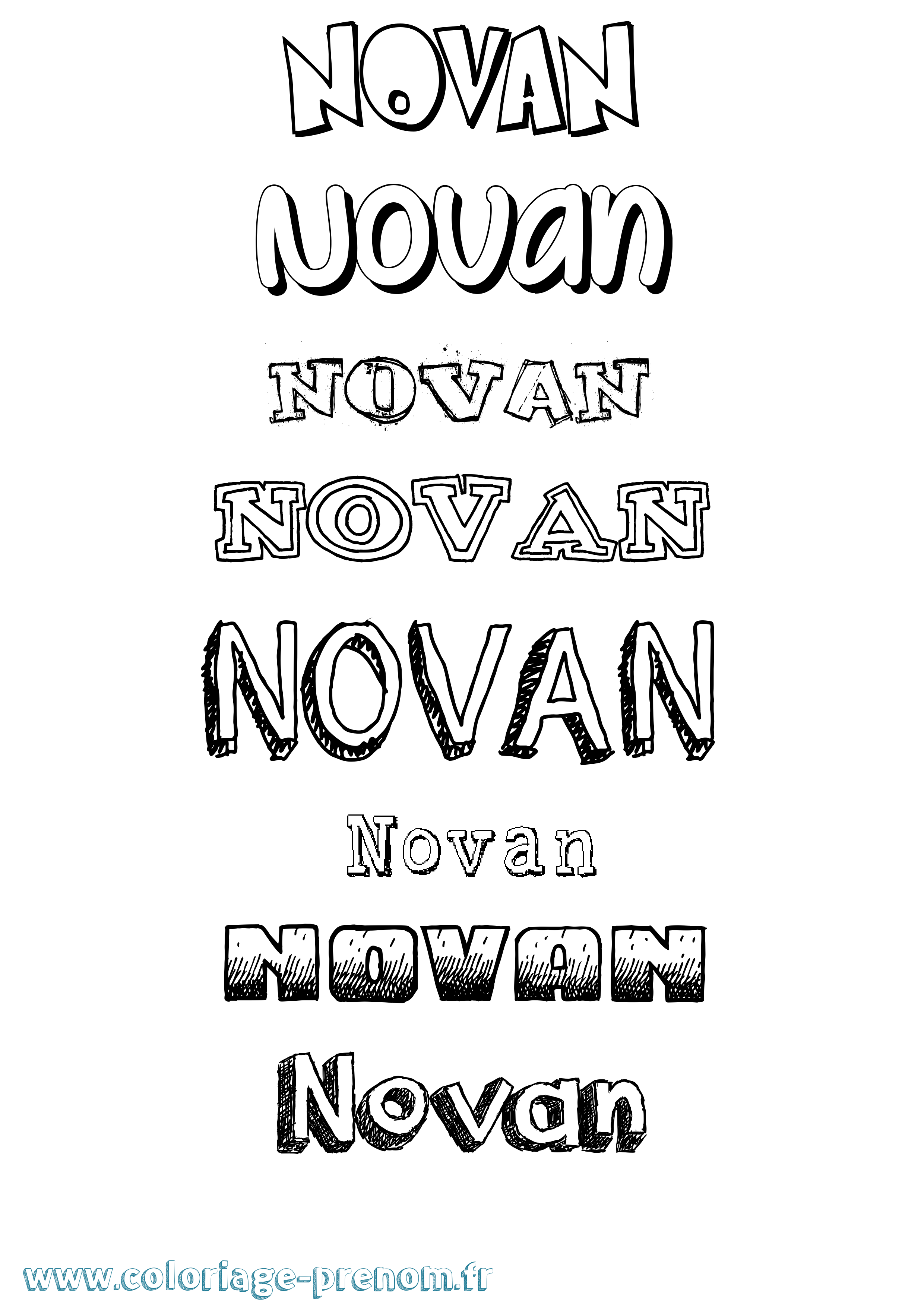 Coloriage Novan Dessiné Coloriage prénom Novan Dessiné
