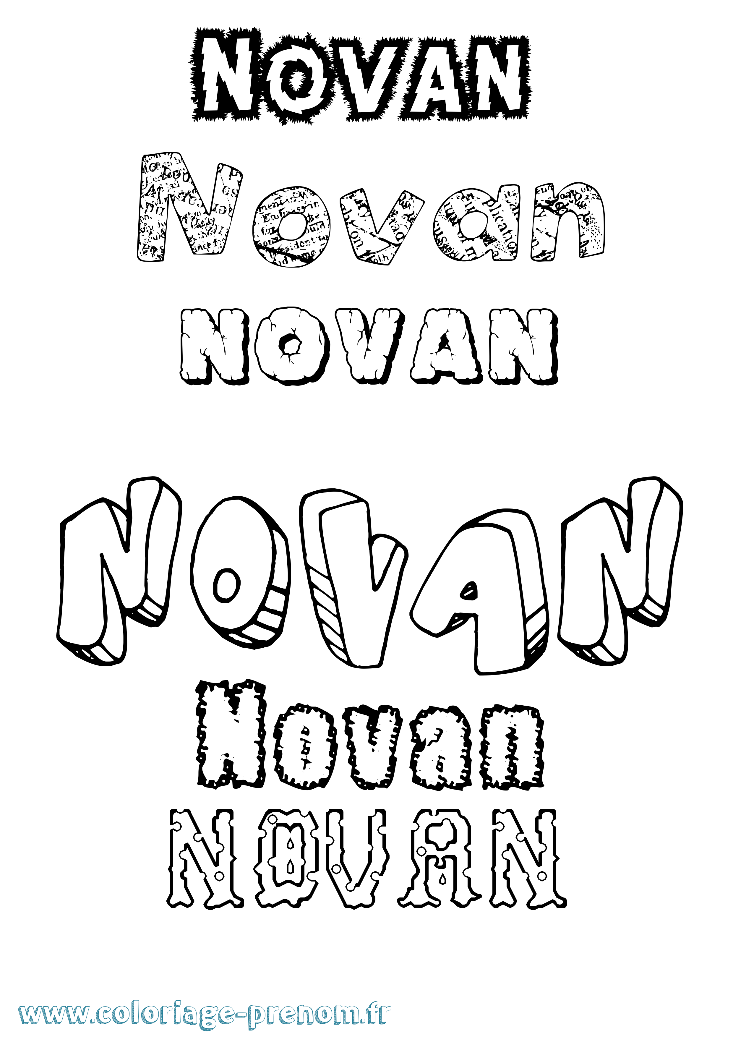 Coloriage Novan Destructuré Coloriage prénom Novan Destructuré