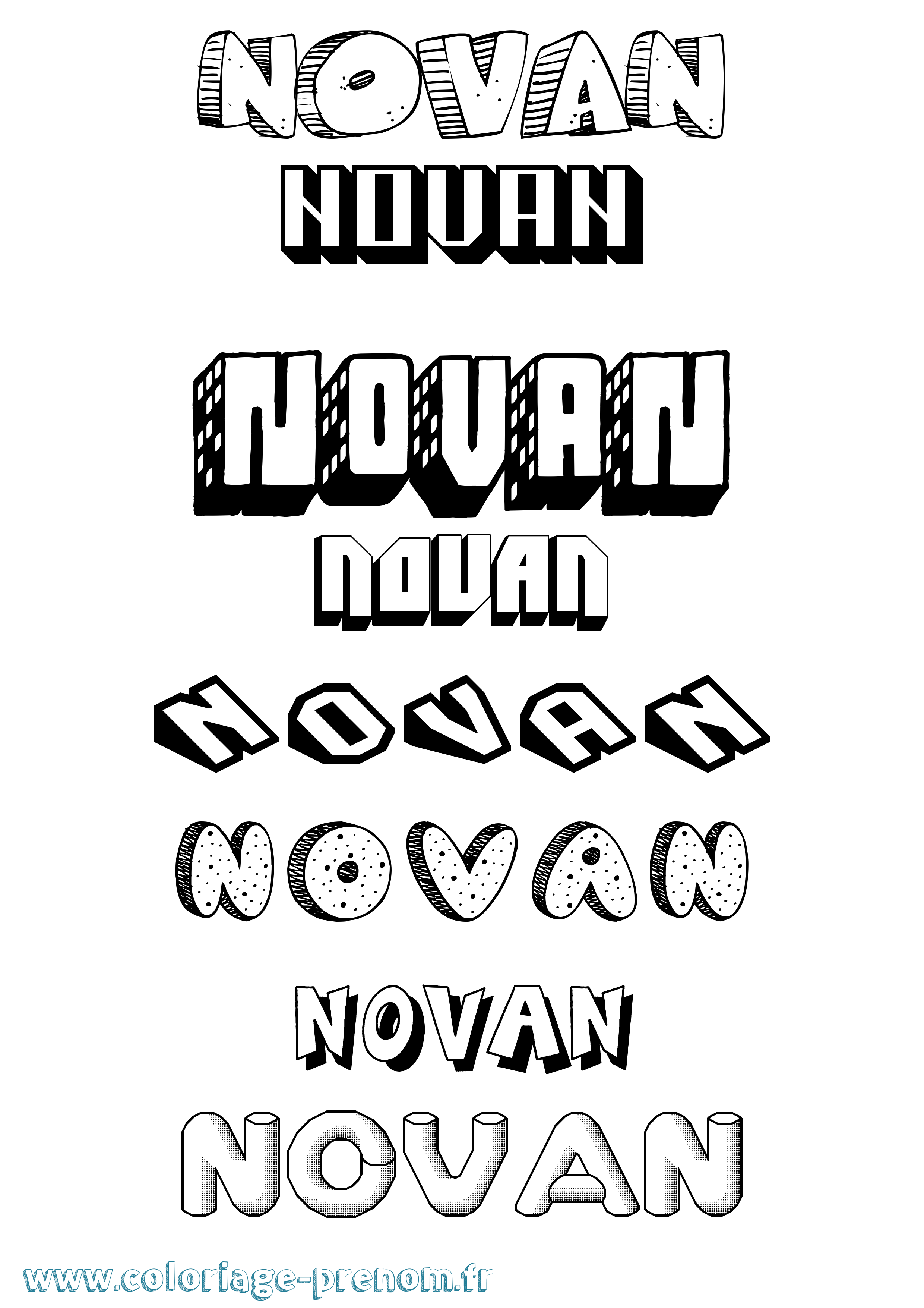 Coloriage Novan Effet 3D Coloriage prénom Novan Effet 3D