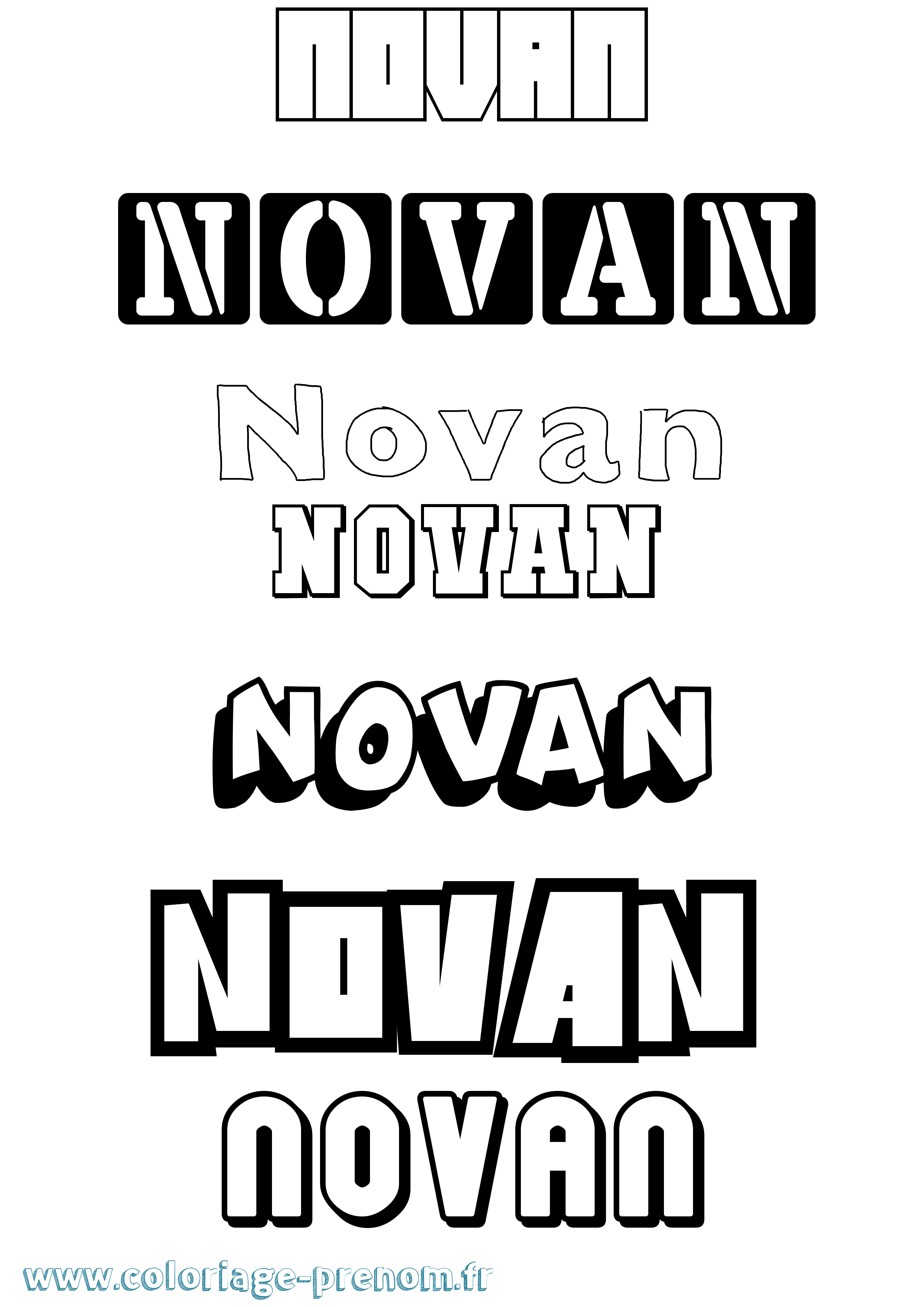 Coloriage Novan Simple Coloriage prénom Novan Simple
