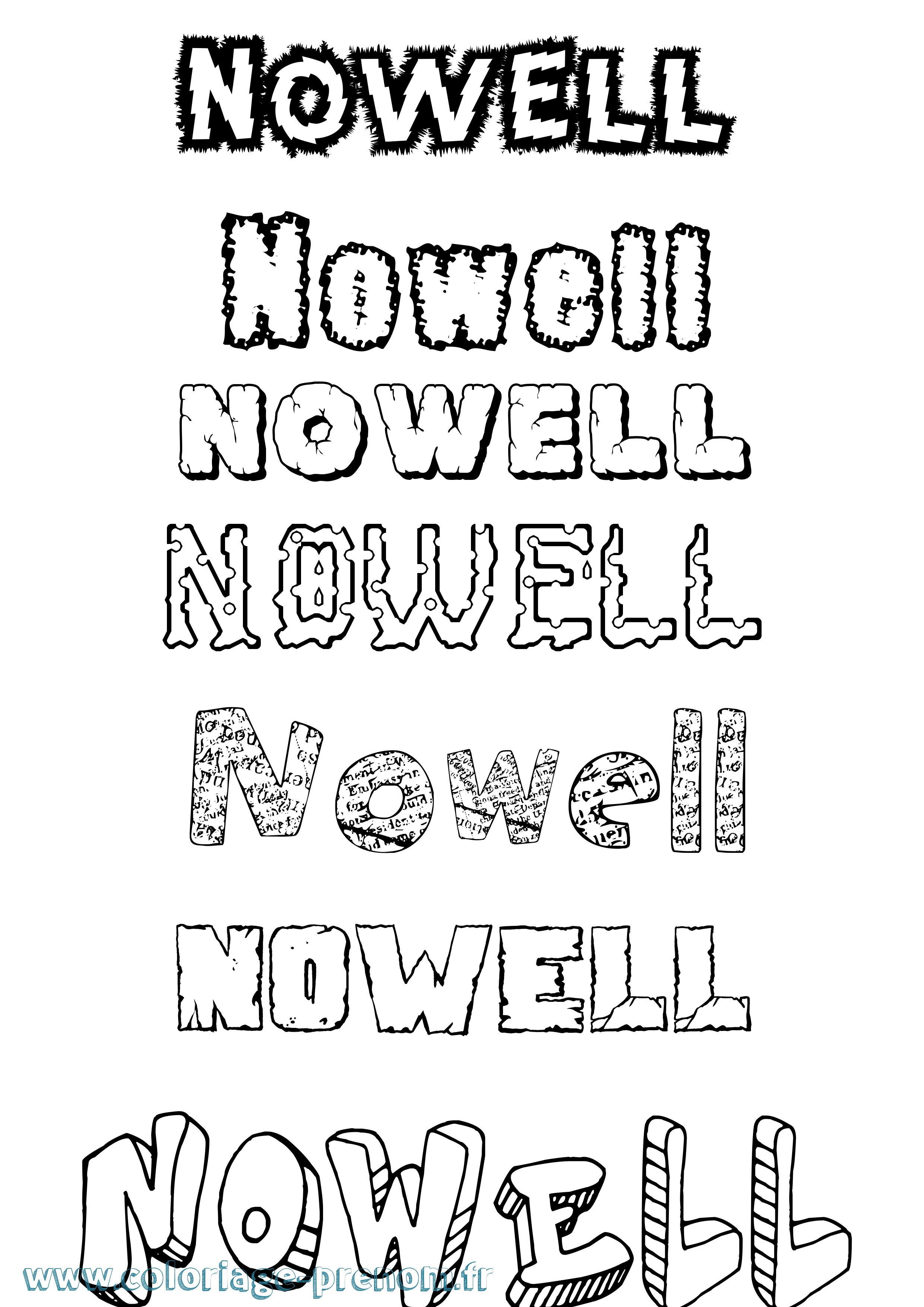 Coloriage Nowell Destructuré Coloriage prénom Nowell Destructuré