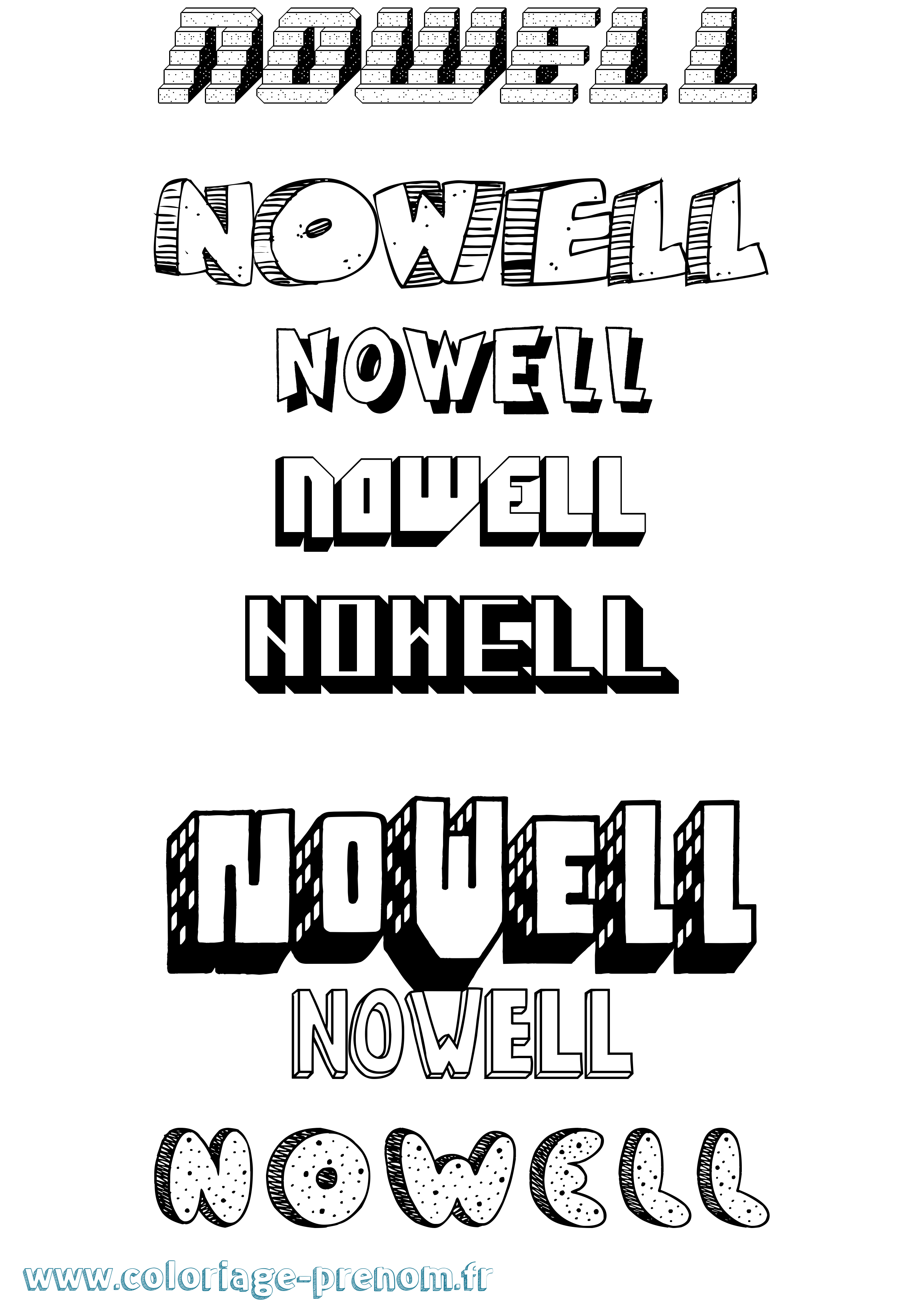 Coloriage Nowell Effet 3D Coloriage prénom Nowell Effet 3D