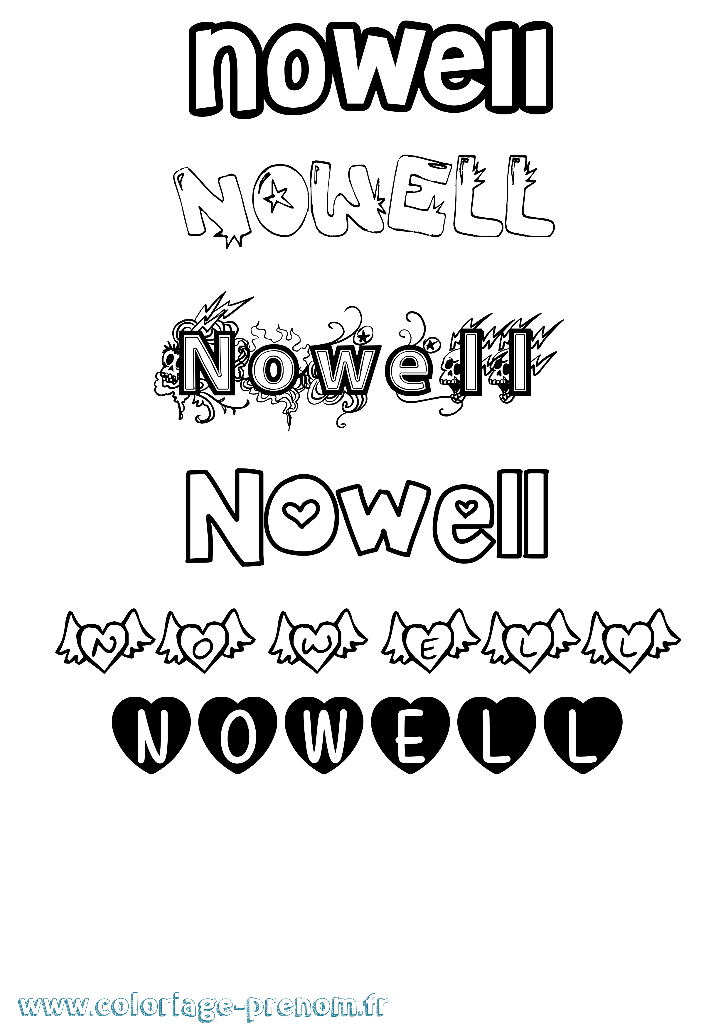 Coloriage Nowell Girly Coloriage prénom Nowell Girly