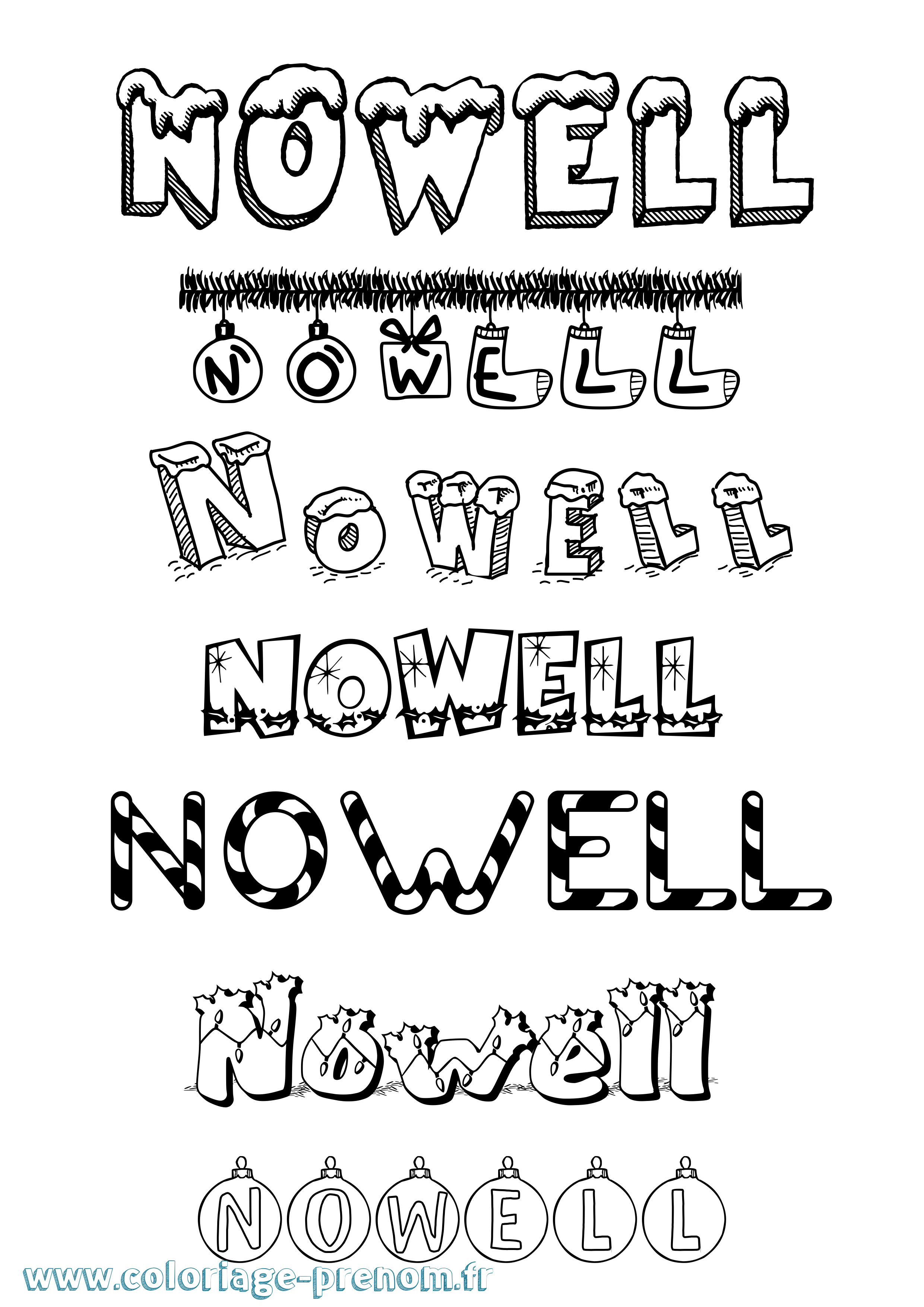 Coloriage Nowell Noël Coloriage prénom Nowell Noël
