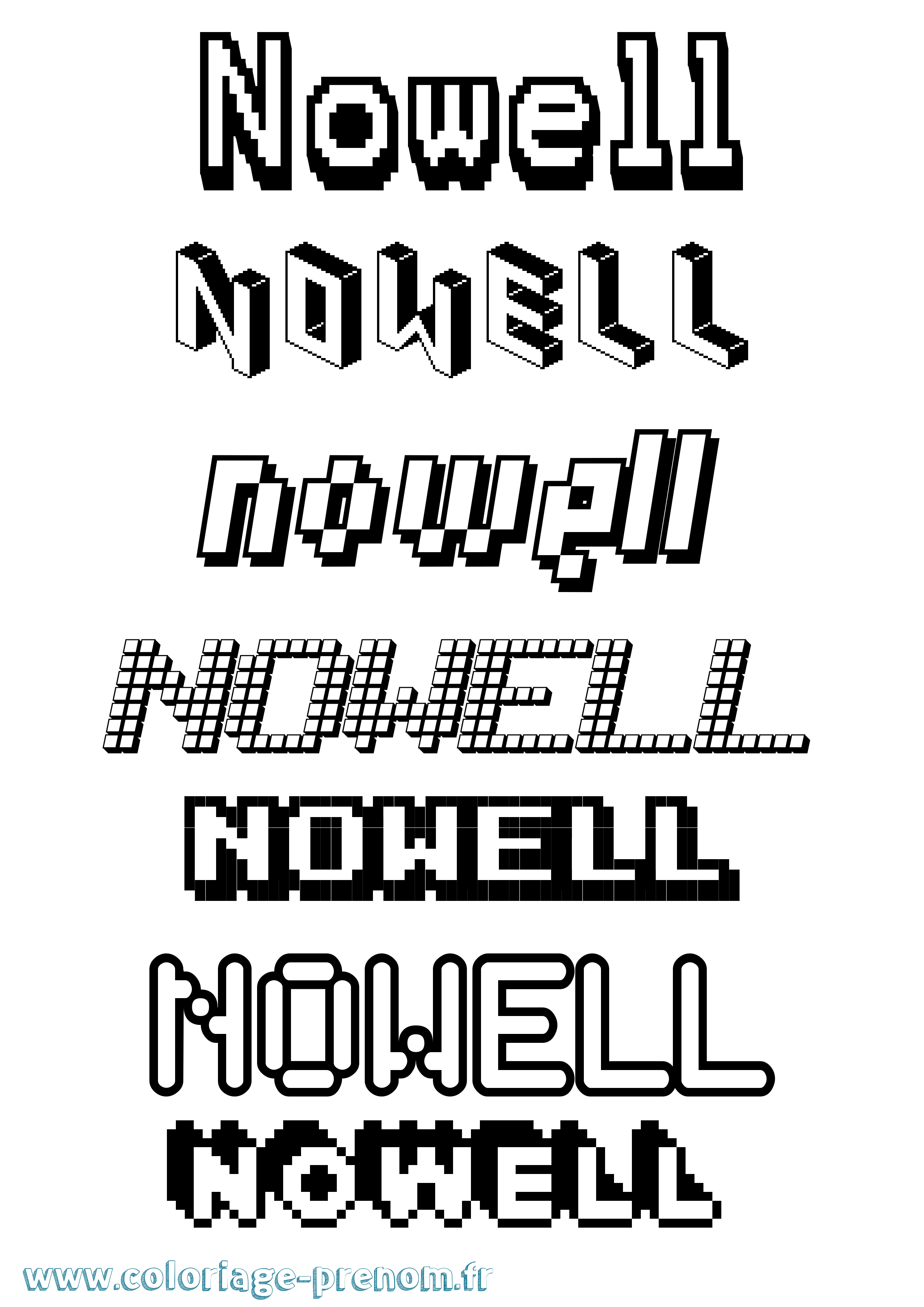Coloriage Nowell Pixel Coloriage prénom Nowell Pixel