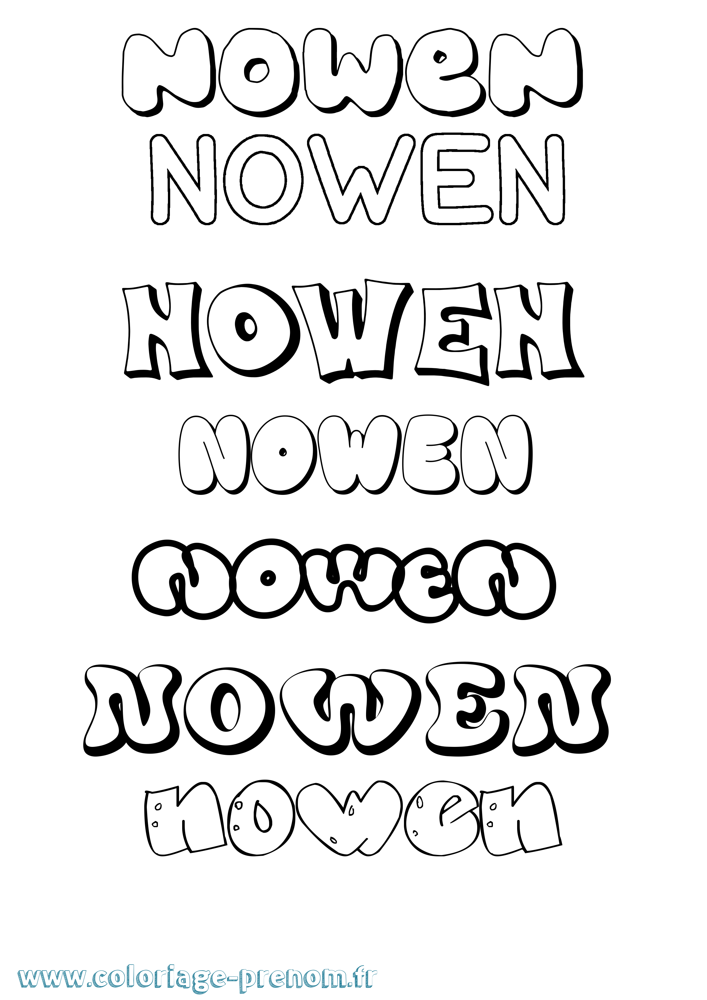 Coloriage Nowen Bubble Coloriage prénom Nowen Bubble