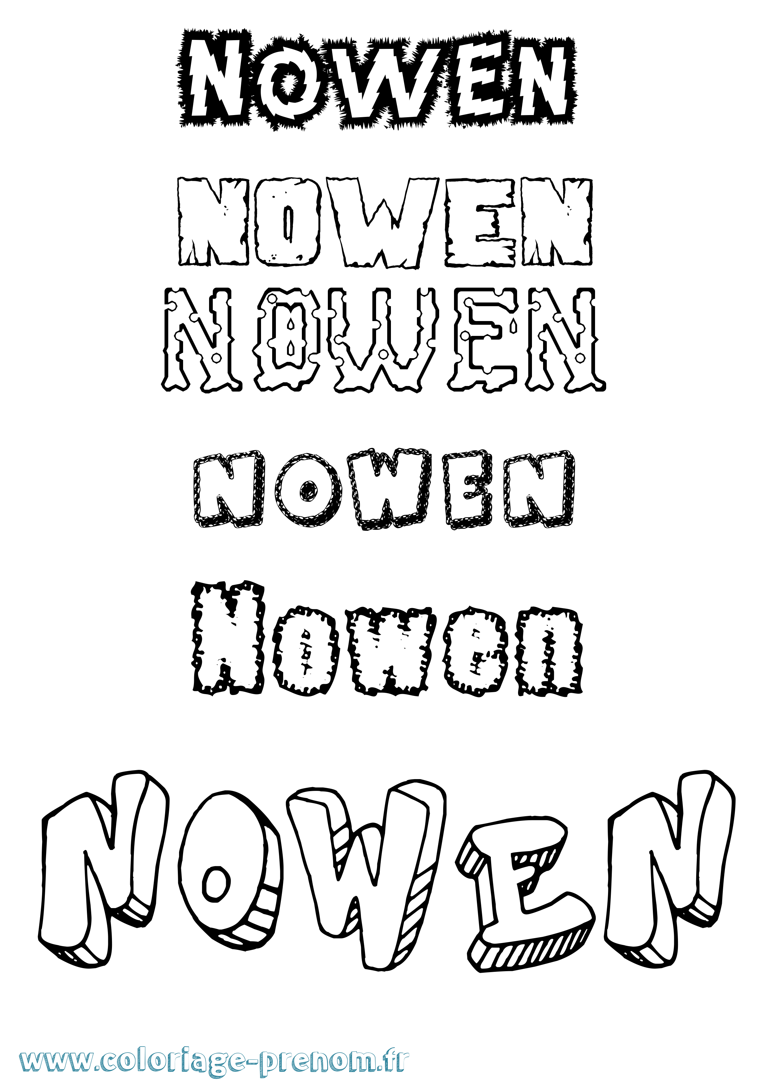 Coloriage Nowen Destructuré Coloriage prénom Nowen Destructuré