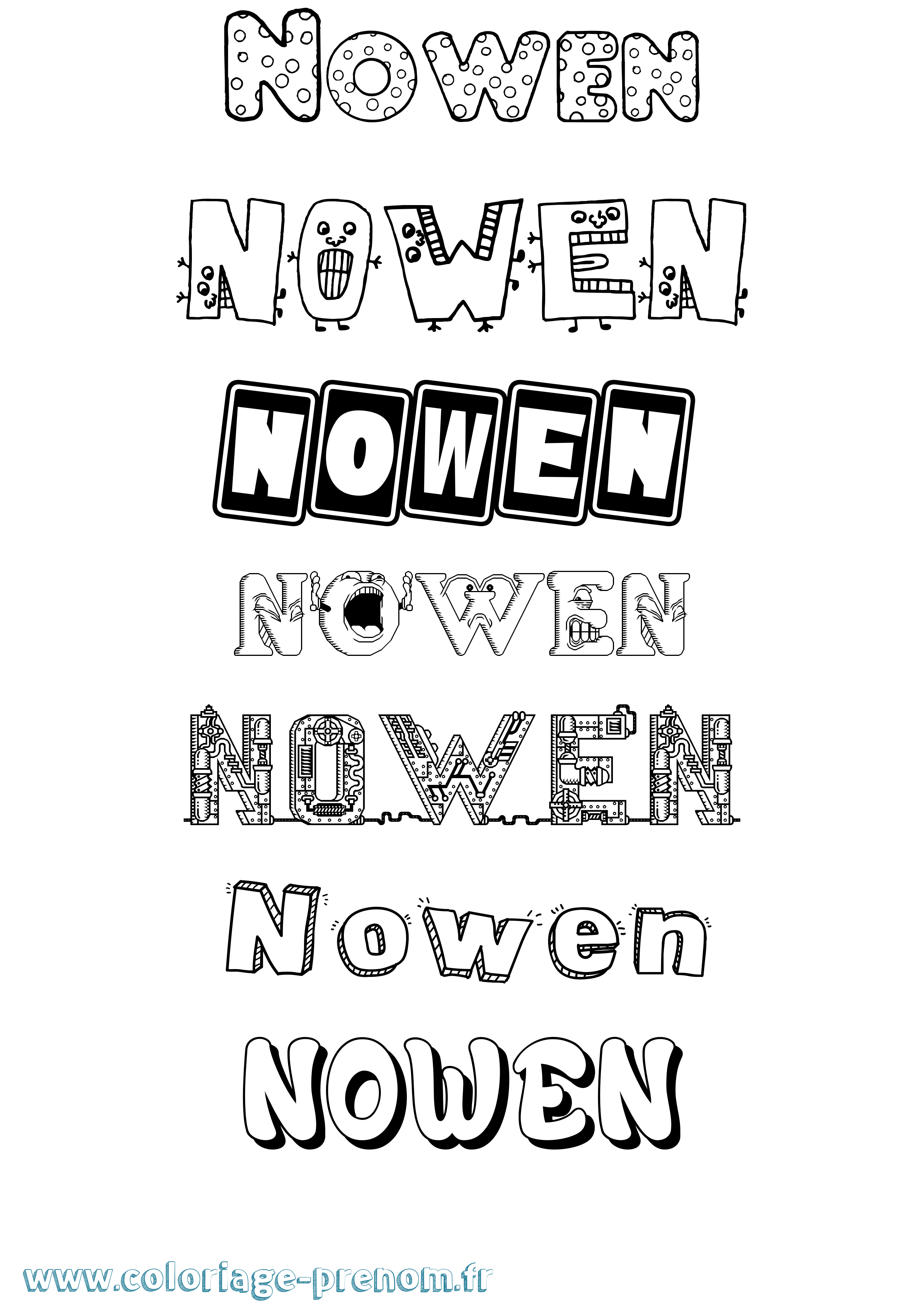 Coloriage Nowen Fun Coloriage prénom Nowen Fun