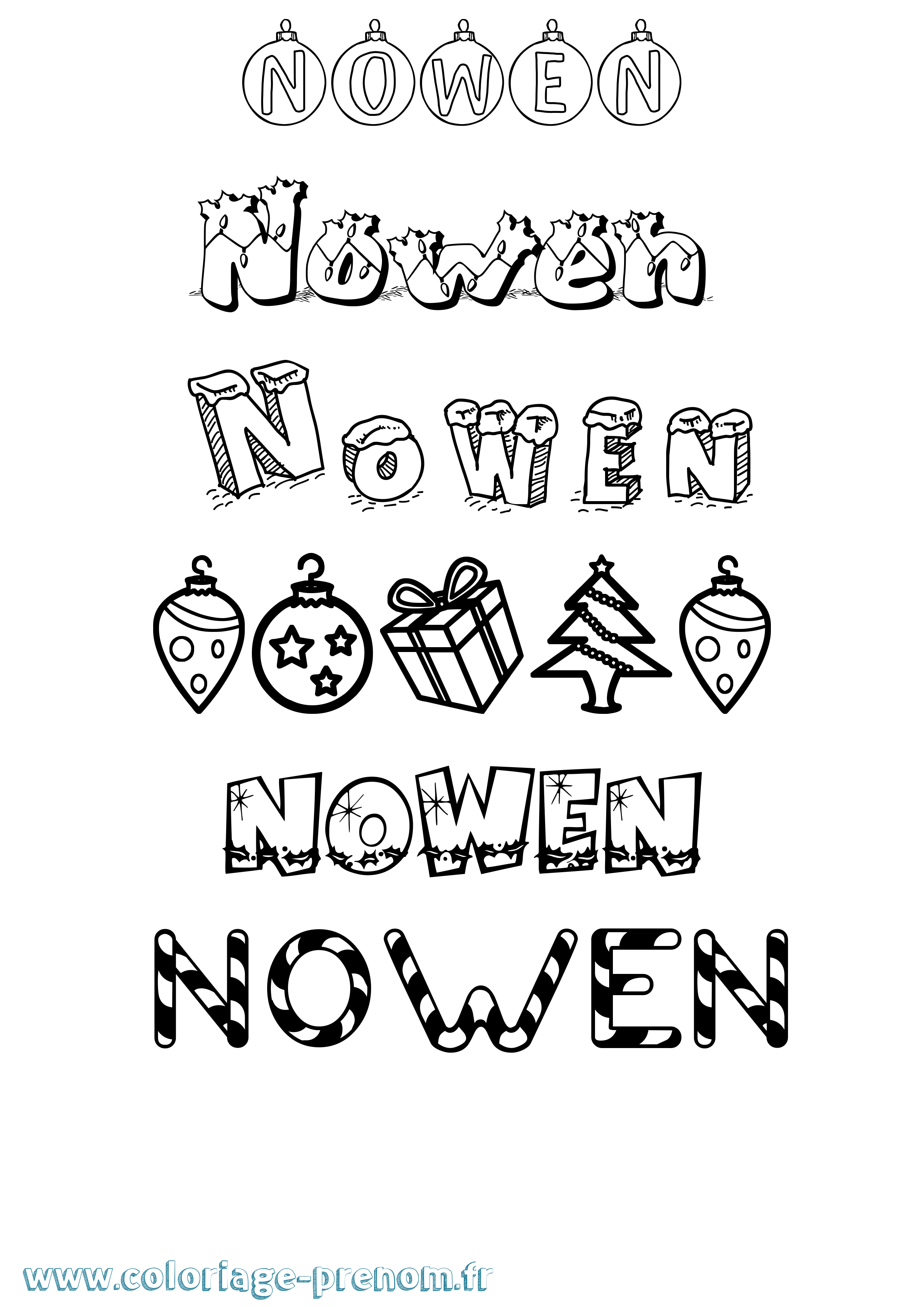 Coloriage Nowen Noël Coloriage prénom Nowen Noël